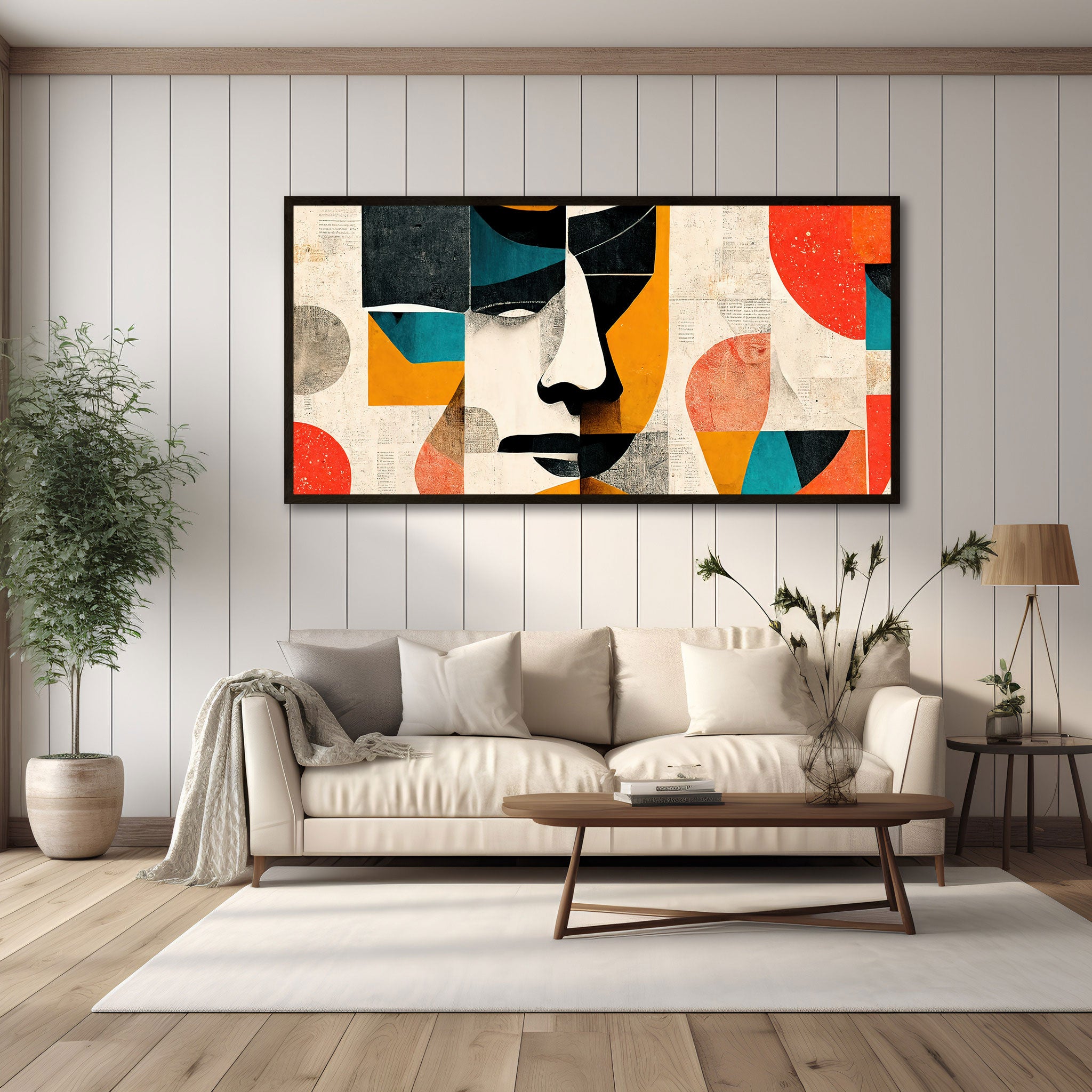 FaceAbstract finish Canvas painting with frame Big Size Wall Art for living room,Bedroom,Drawing room,Hotels