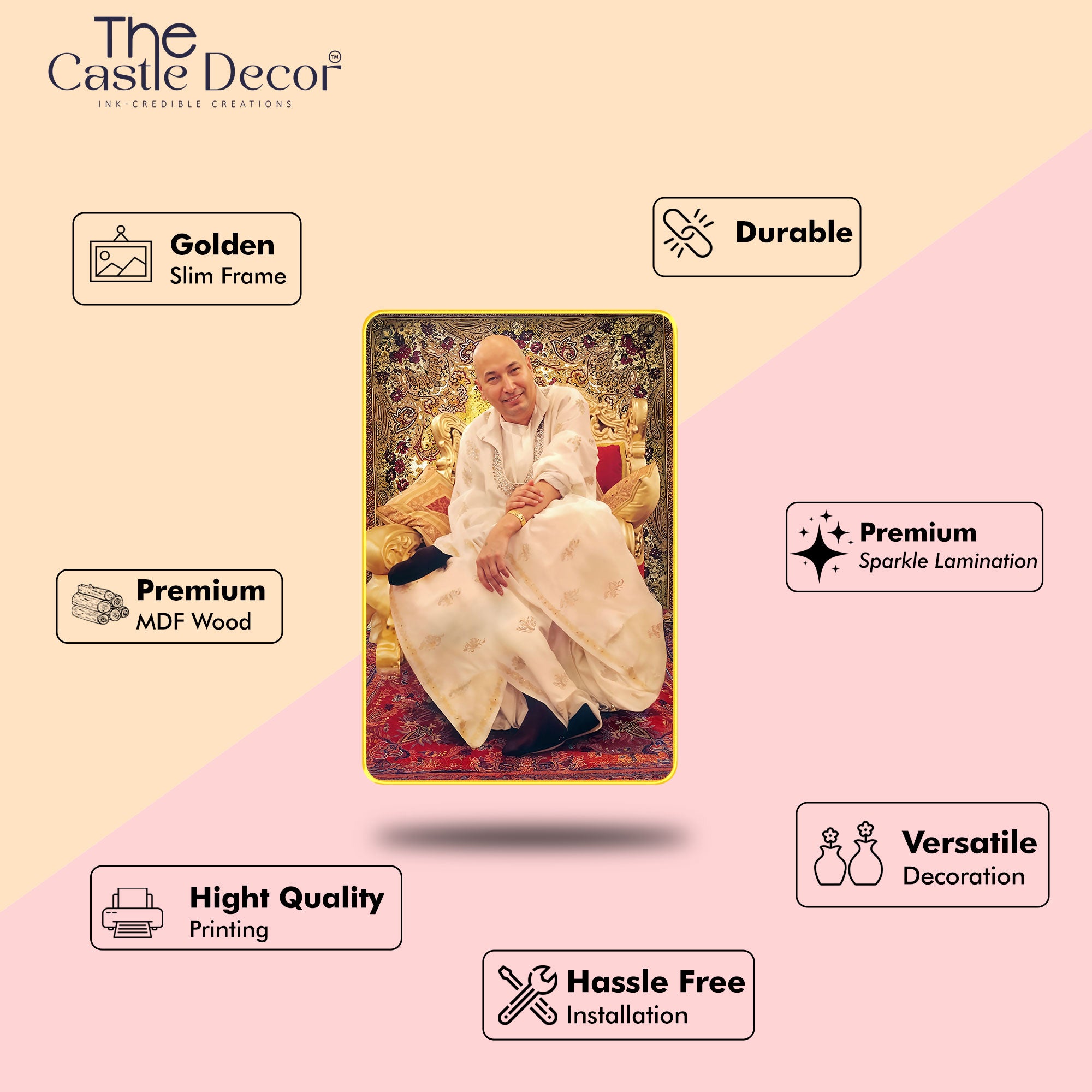 The Castle Decor Guru Ji Wall Hanging Frame | Decorative 20X30 MDF Print with Glossy Sparkle Finish & Golden Frame | Ideal for Home, Office, Pooja Room & Gifts (Copy)