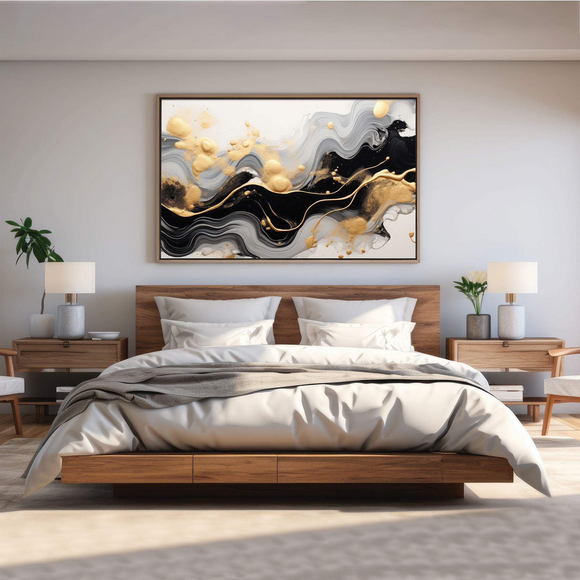 Marble Abstract Canvas painting with frame Big Size Wall Art for living room,Bedroom,Drawing room,Hotels