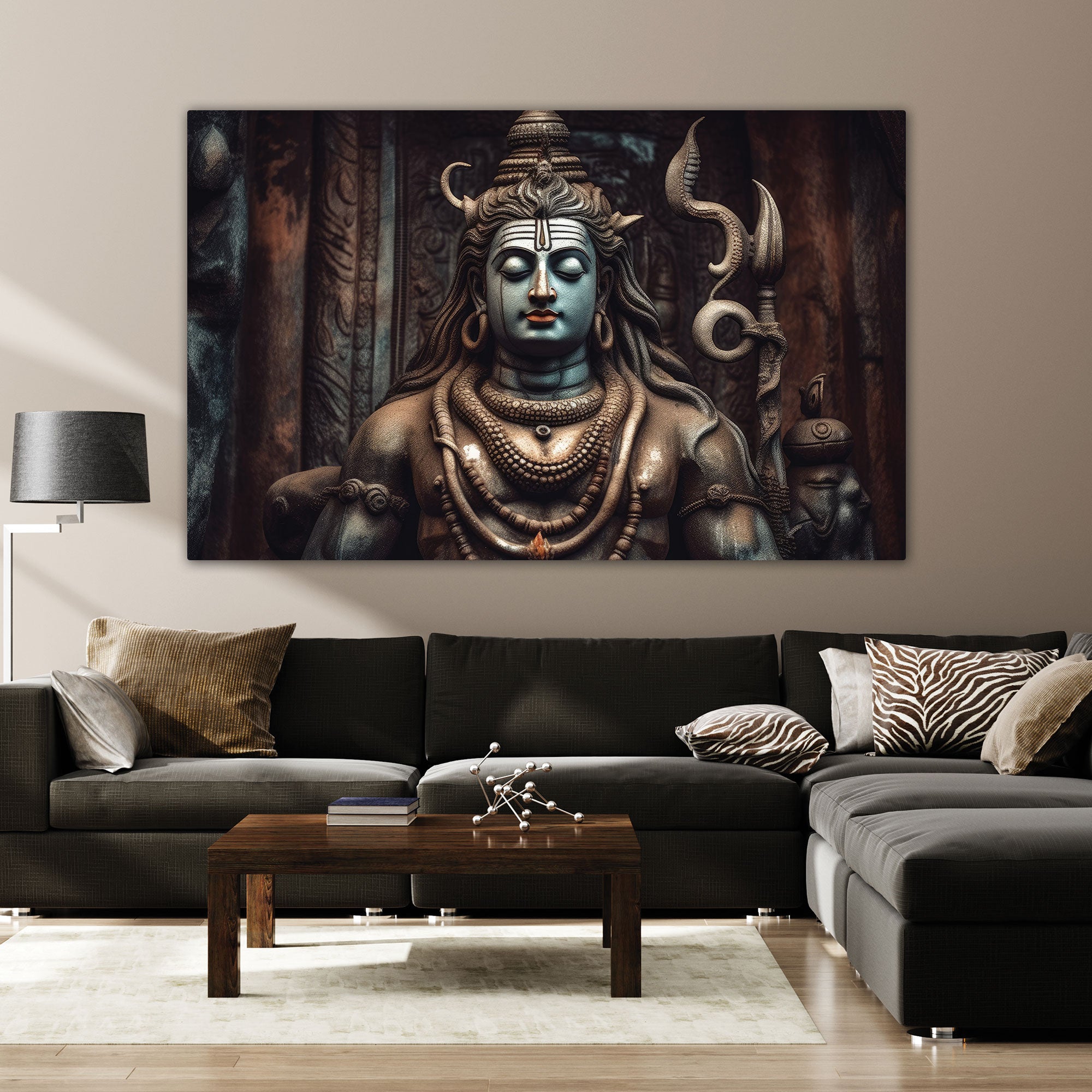 Lord shiva Canvas painting with frame Big Size Wall Art for living room,Bedroom,Drawing room,Hotels