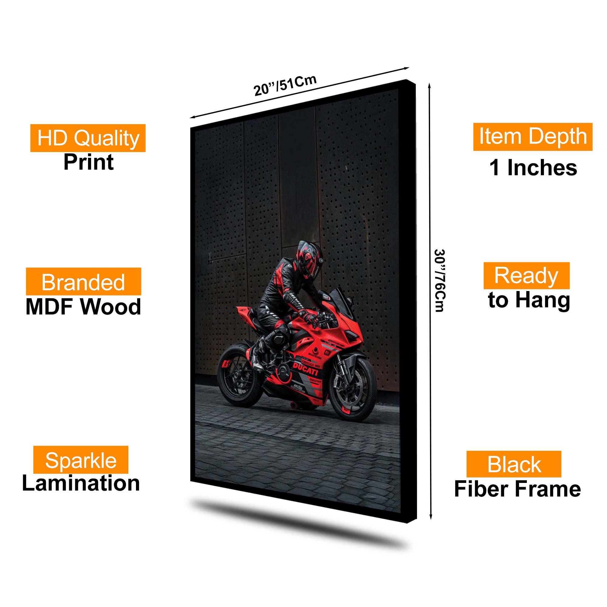 The Castle Decor Superbike Racing Wall Art Poster, High Speed Motorcycle Rider Action Artwork with Premium Sparkle Finish, 20×30 Inch Wall Décor for Garage & Man Cave