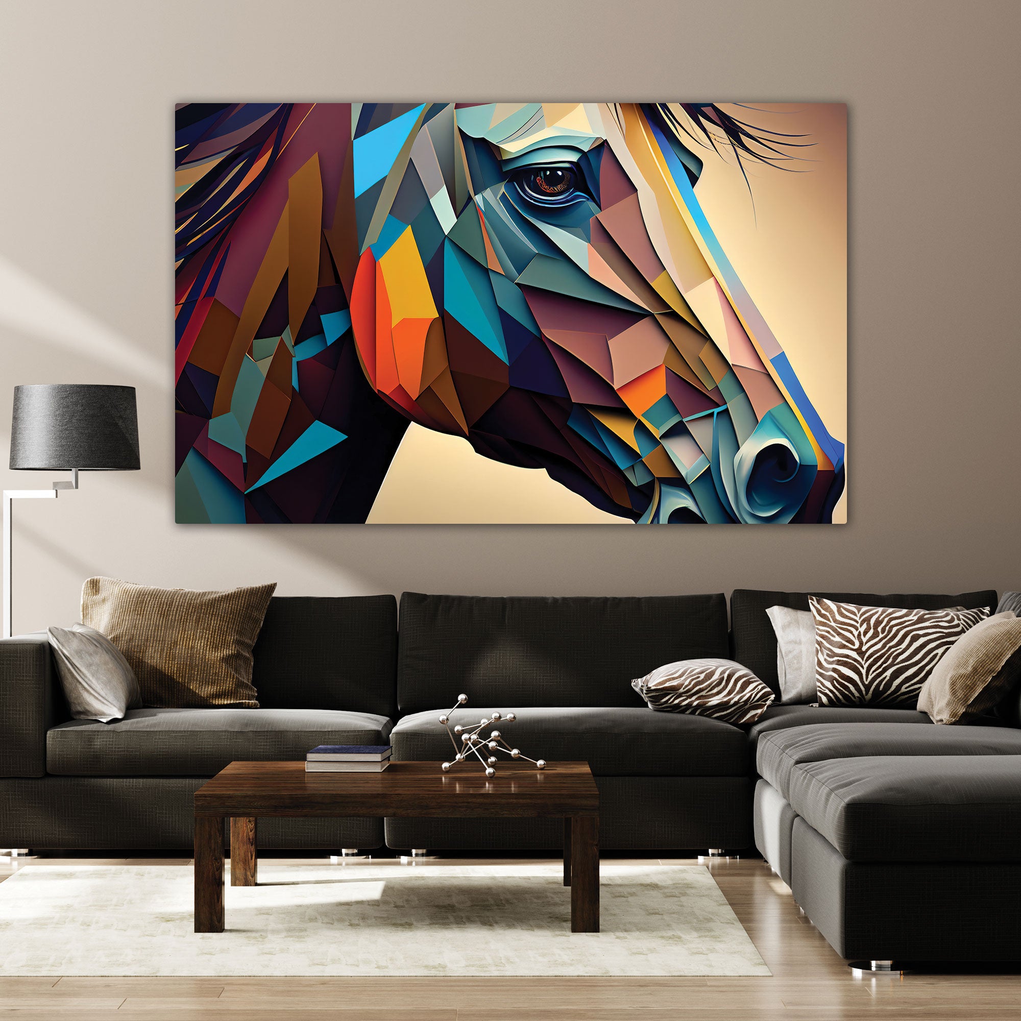 Abstract horse Canvas painting with frame Big Size Wall Art for living room,Bedroom,Drawing room,Hotels