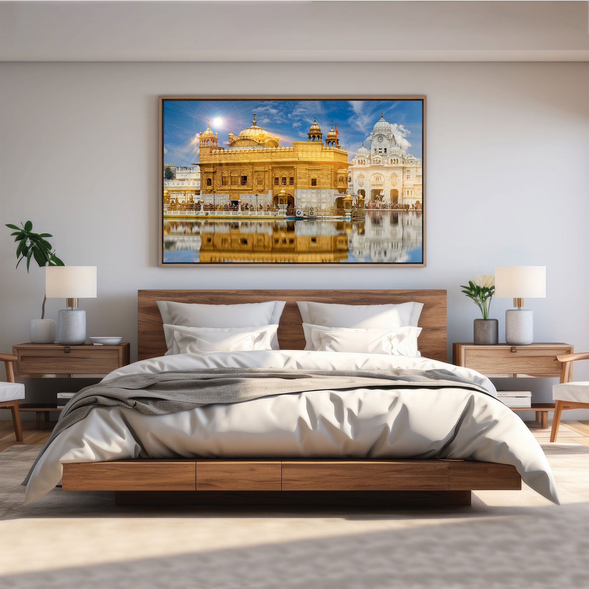 Darbar sahib/Golden temple Canvas painting with frame Big Size Wall Art for living room,Bedroom,Drawing room,Hotels