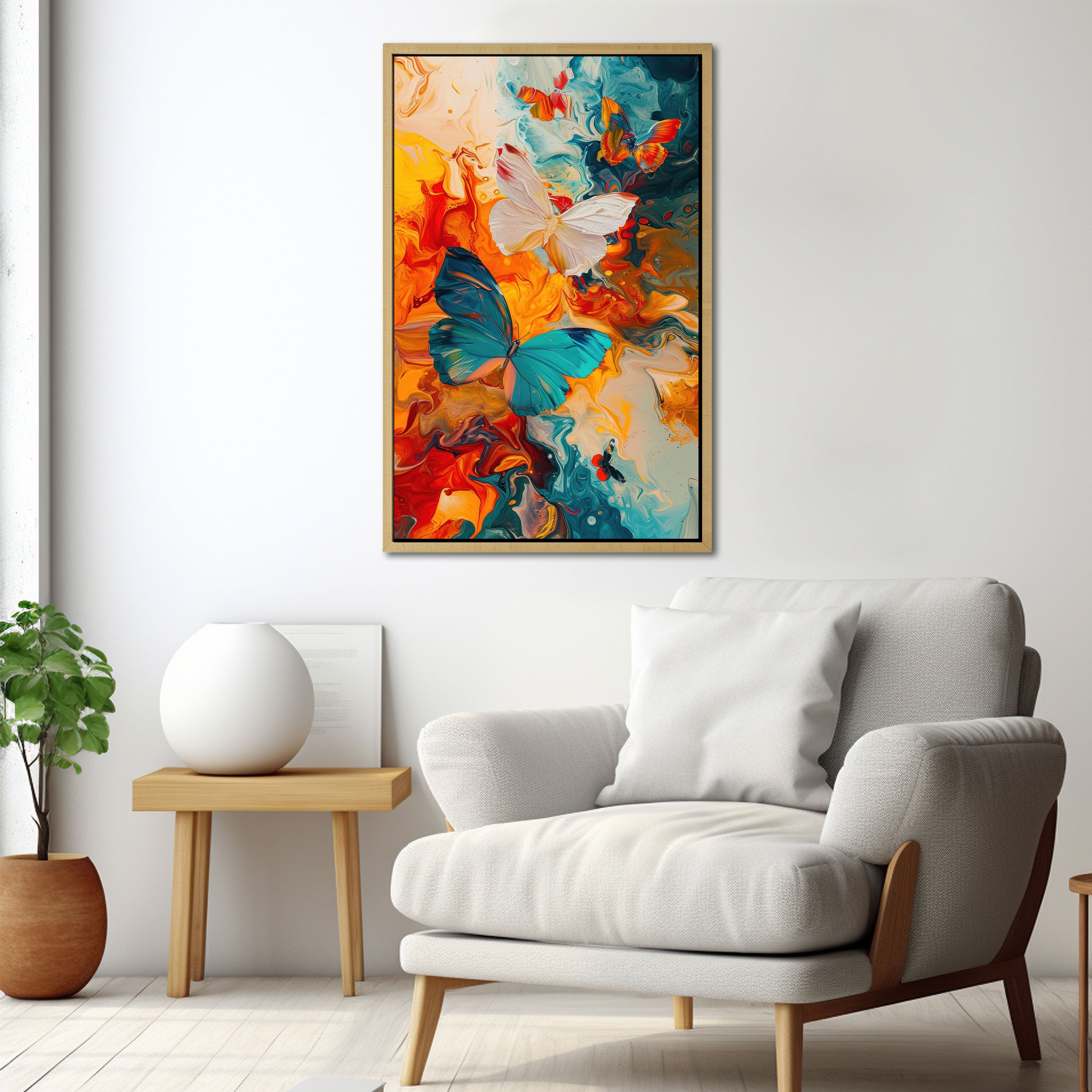 ButterfliesAbstract Canvas painting with frame Big Size Wall Art for living room,Bedroom,Drawing room,Hotels