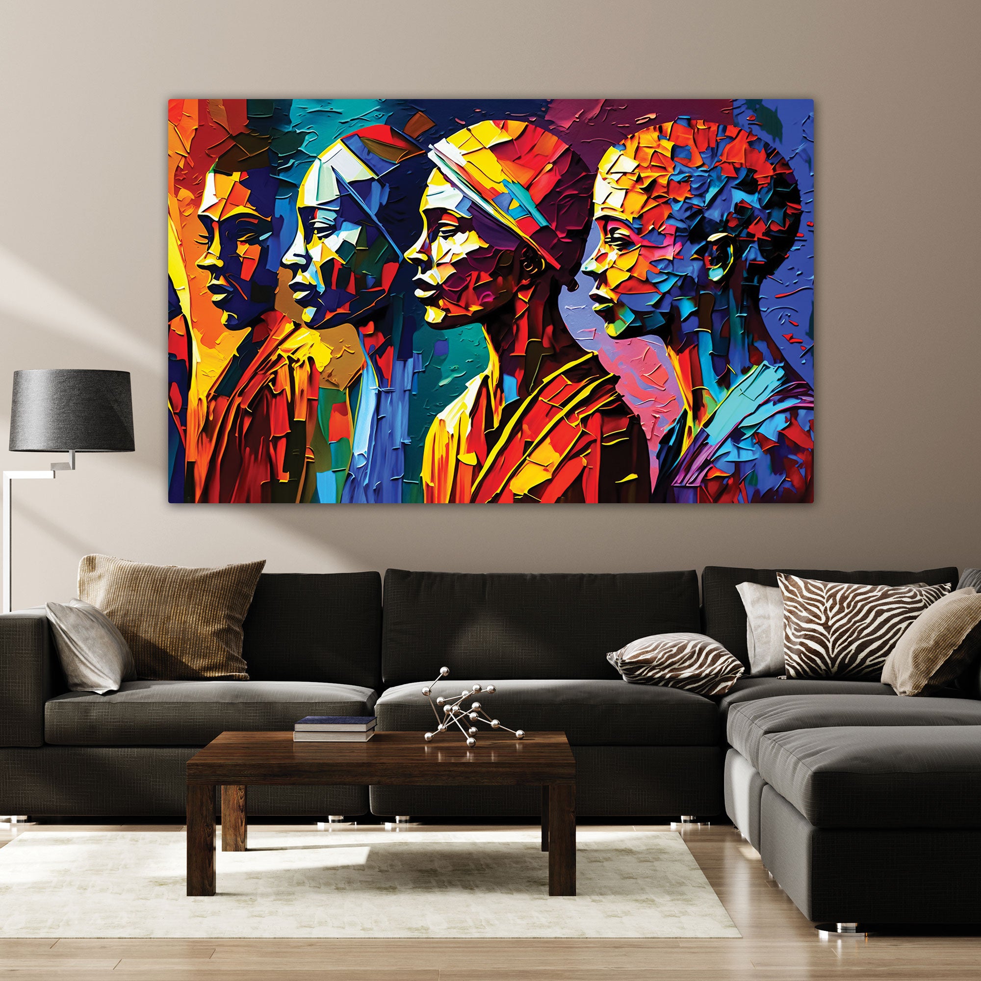 Multiwoman face Canvas painting with frame Big Size Wall Art for living room,Bedroom,Drawing room,Hotels