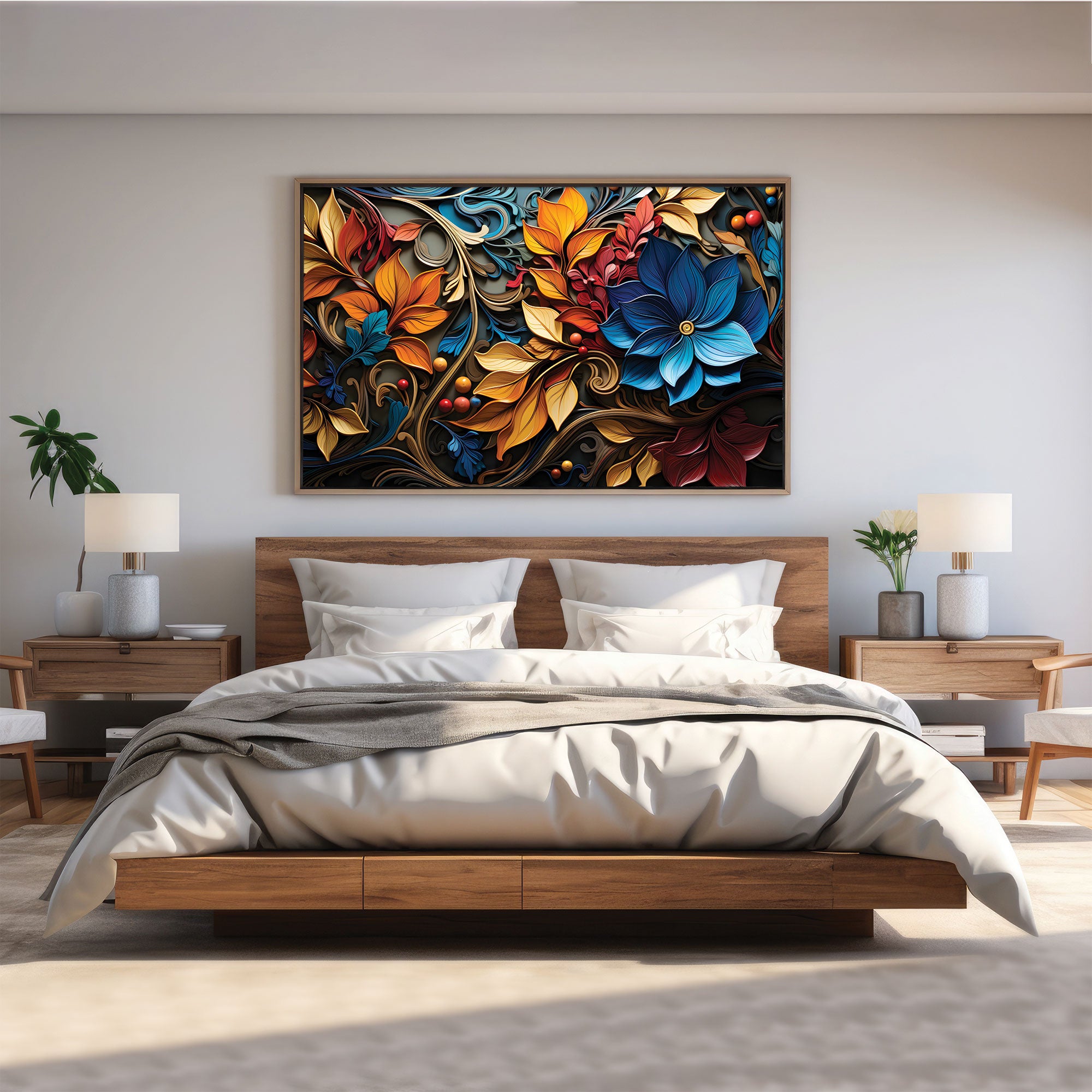FlowersAbstract Canvas painting with frame Big Size Wall Art for living room,Bedroom,Drawing room,Hotels