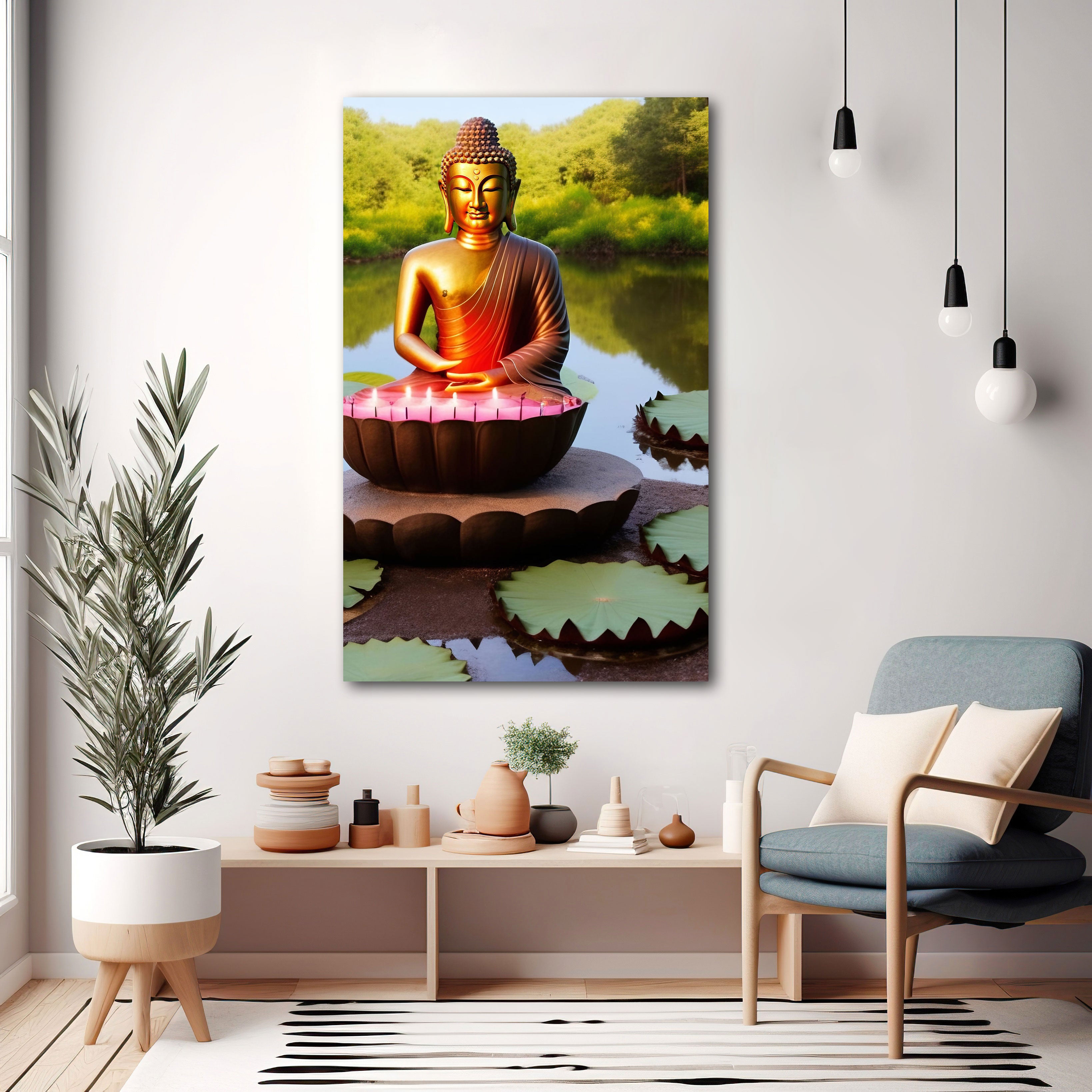 Buddha meditation Canvas painting with frame Big Size Wall Art for living room,Bedroom,Drawing room,Hotels