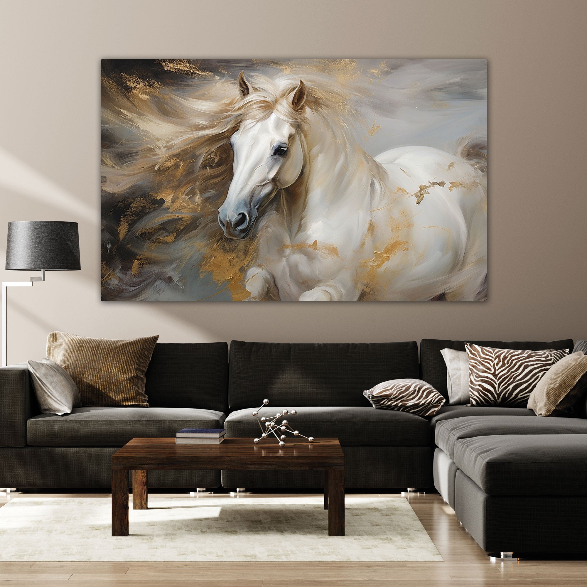 Modern horse Canvas painting with frame Big Size Wall Art for living room,Bedroom,Drawing room,Hotels