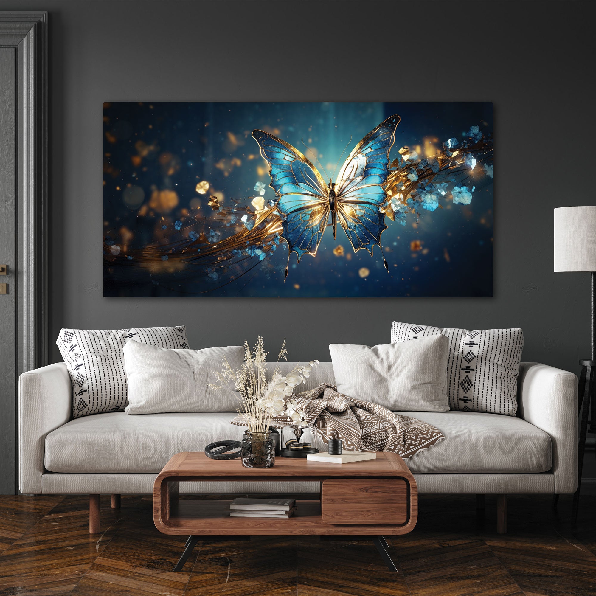 Golden butterfly Canvas painting Big Size Wall Art for living room,Bedroom,Drawing room,Hotels