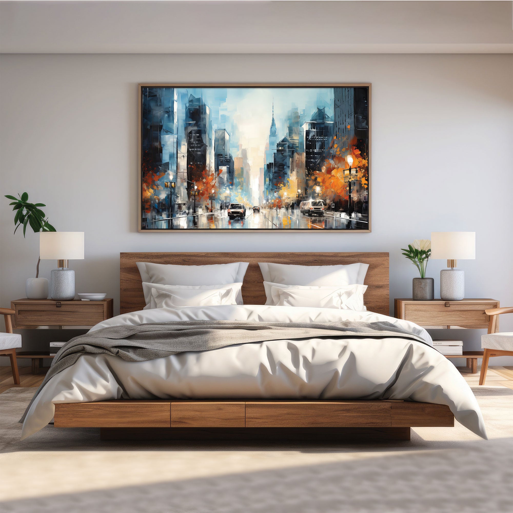 City Abstract Canvas painting with frame Big Size Wall Art for living room,Bedroom,Drawing room,Hotels