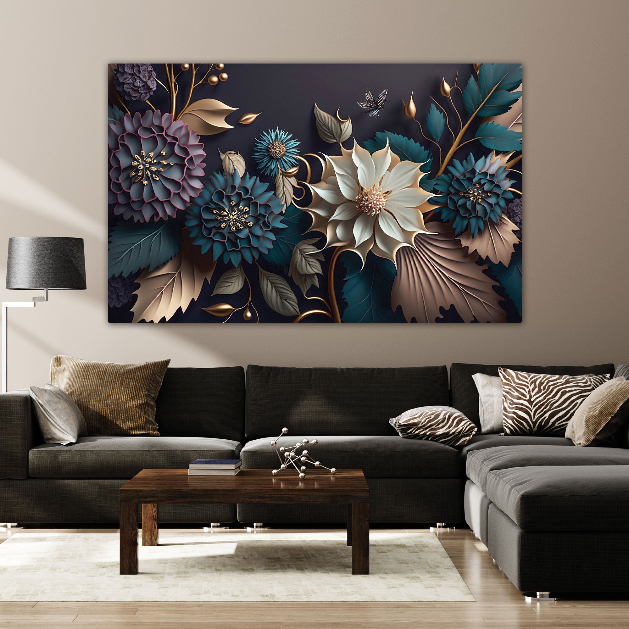 3D flowers Canvas painting with frame Big Size Wall Art for living room,Bedroom,Drawing room,Hotels