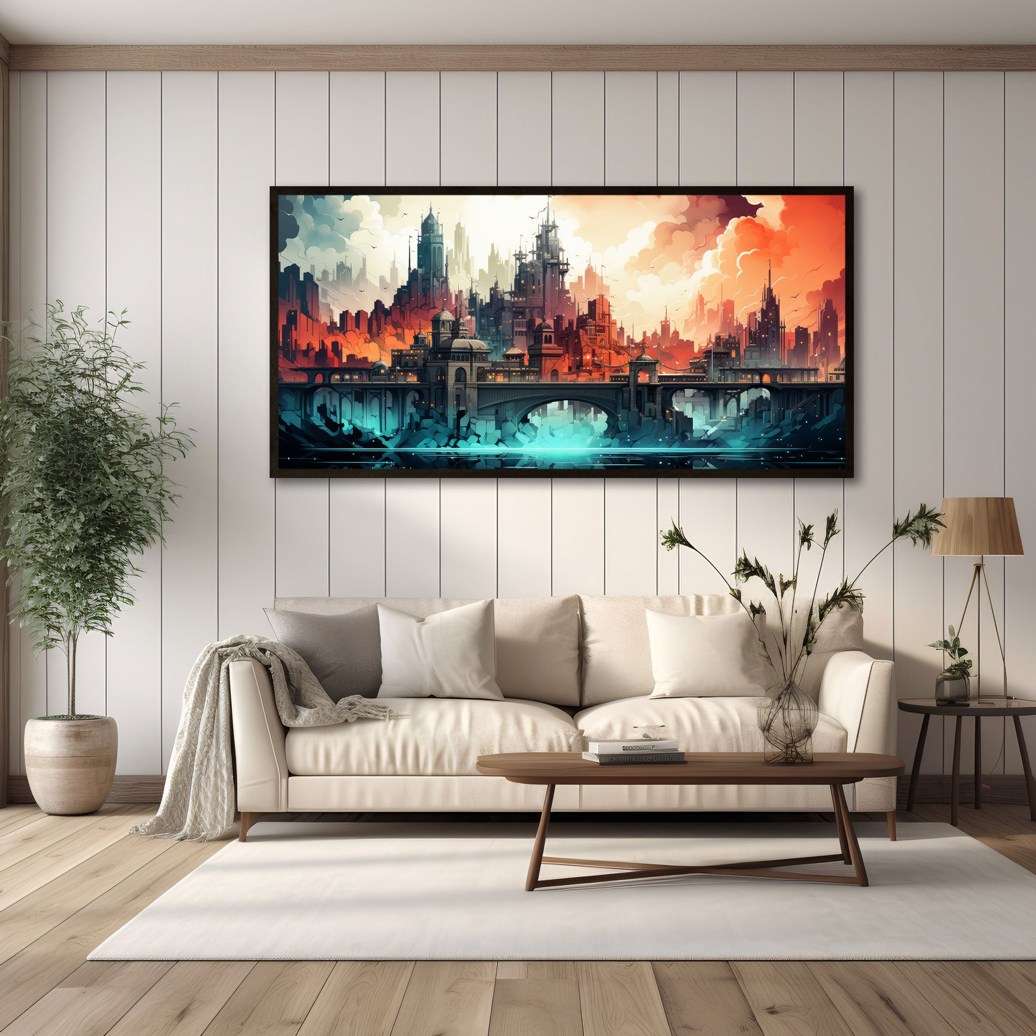 CityAbstract Canvas painting with frame Big Size Wall Art for living room,Bedroom,Drawing room,Hotels