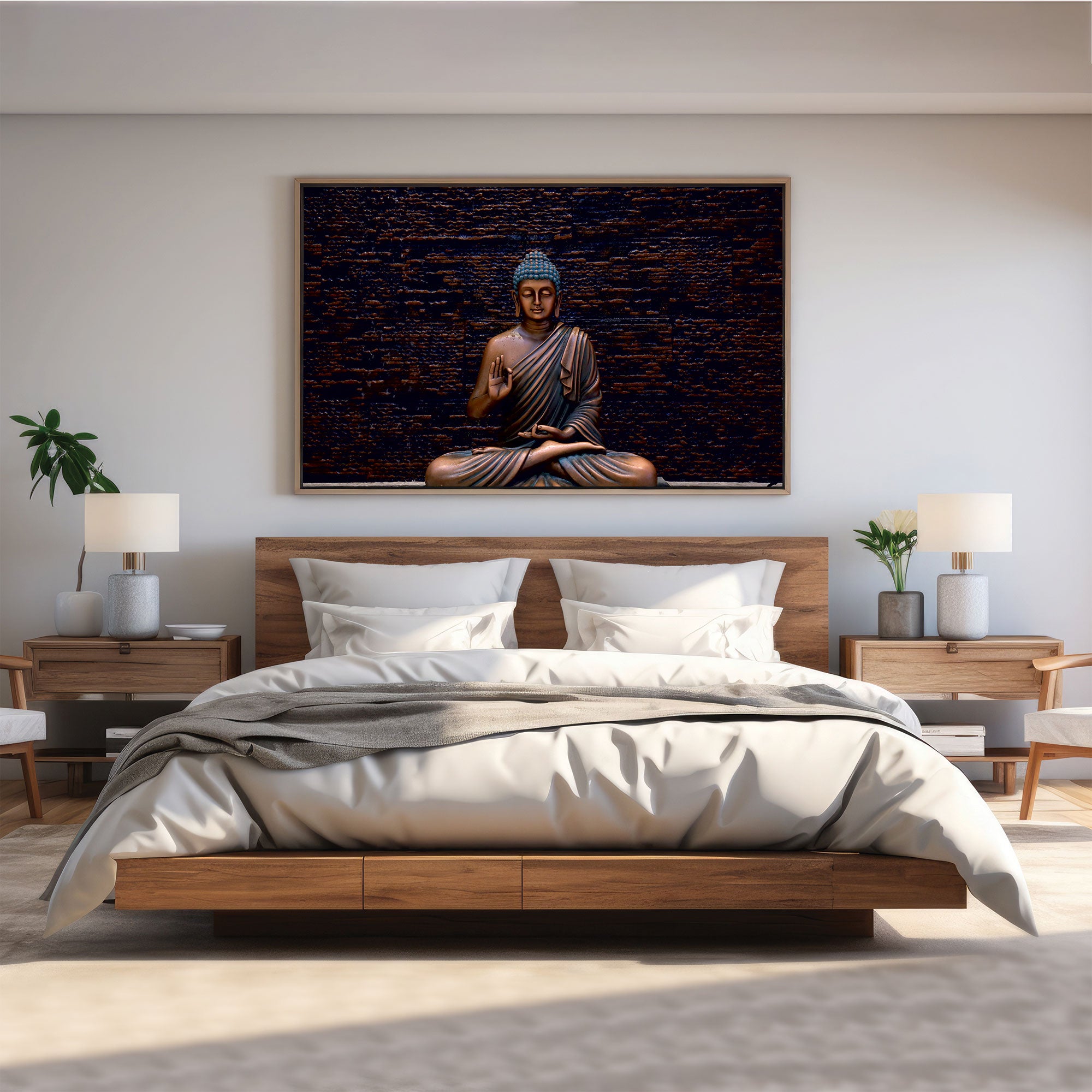 Lord budhism Canvas painting with frame Big Size Wall Art for living room,Bedroom,Drawing room,Hotels