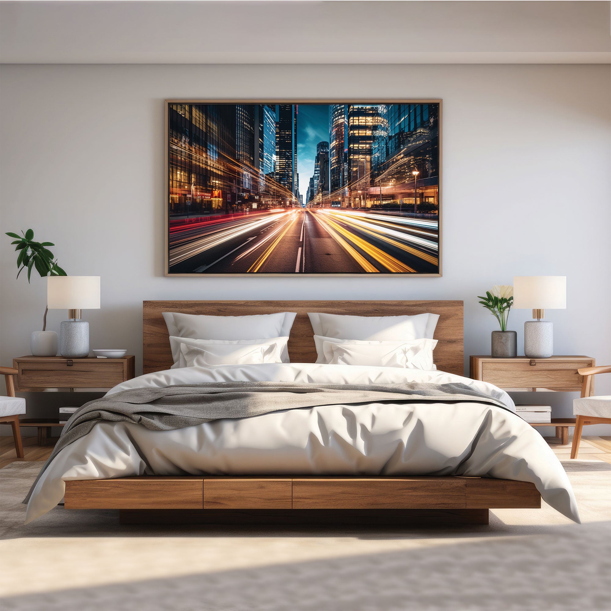 City life Canvas painting with frame Big Size Wall Art for living room,Bedroom,Drawing room,Hotels