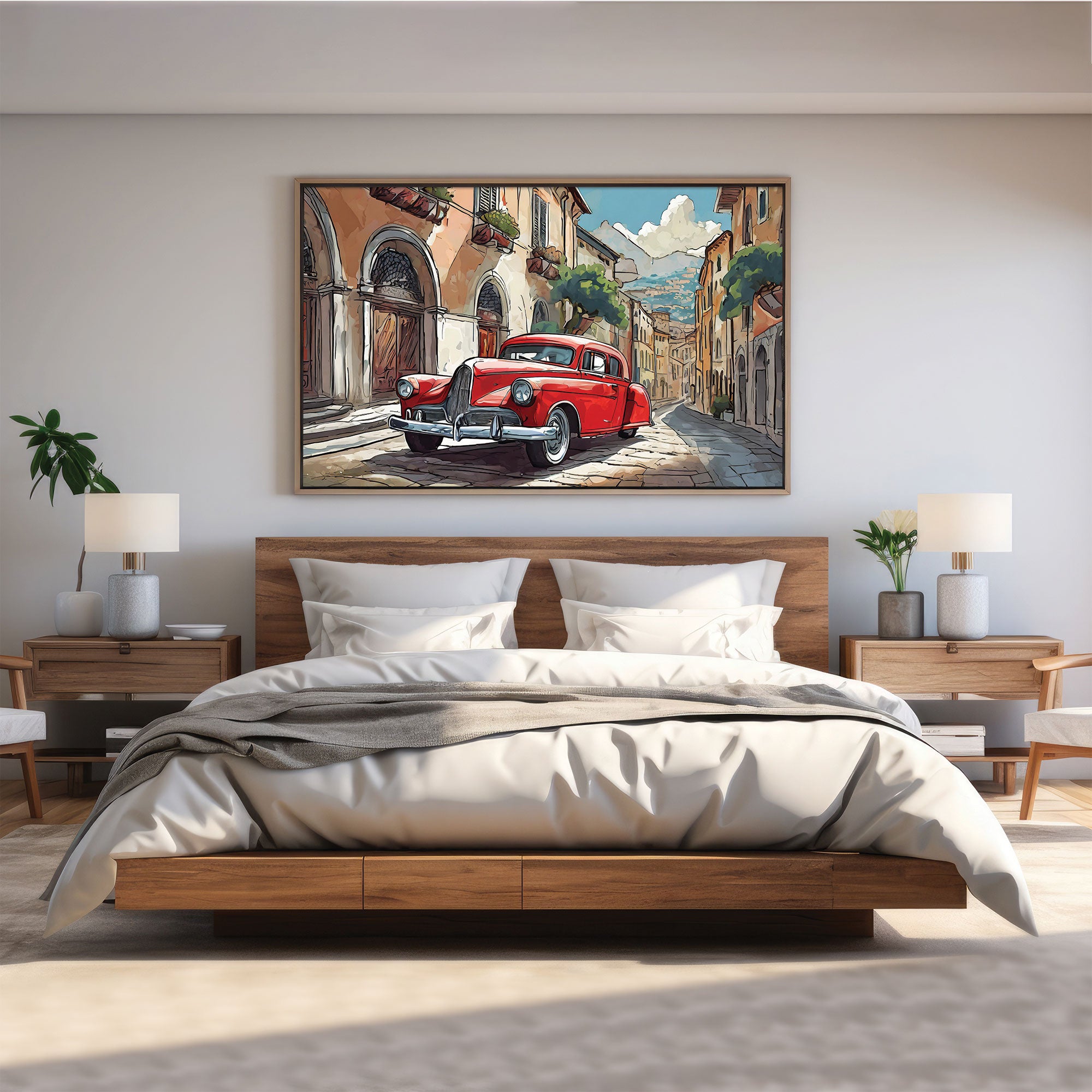 Vintage carAbstract Canvas painting with frame Big Size Wall Art for living room,Bedroom,Drawing room,Hotels