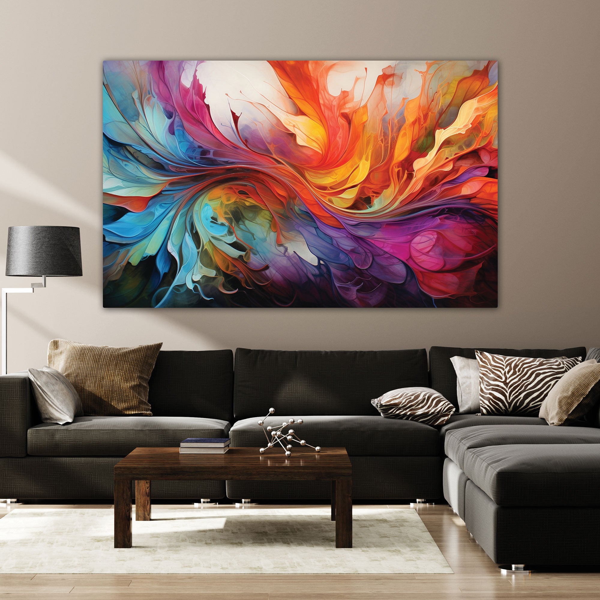 The Castle Decor multiclour abstract canvas/Sparkle painting with frame Big Size Wall Art for living room,Bedroom,Drawing room,Hotels-Wooden Framed-Digital Painting