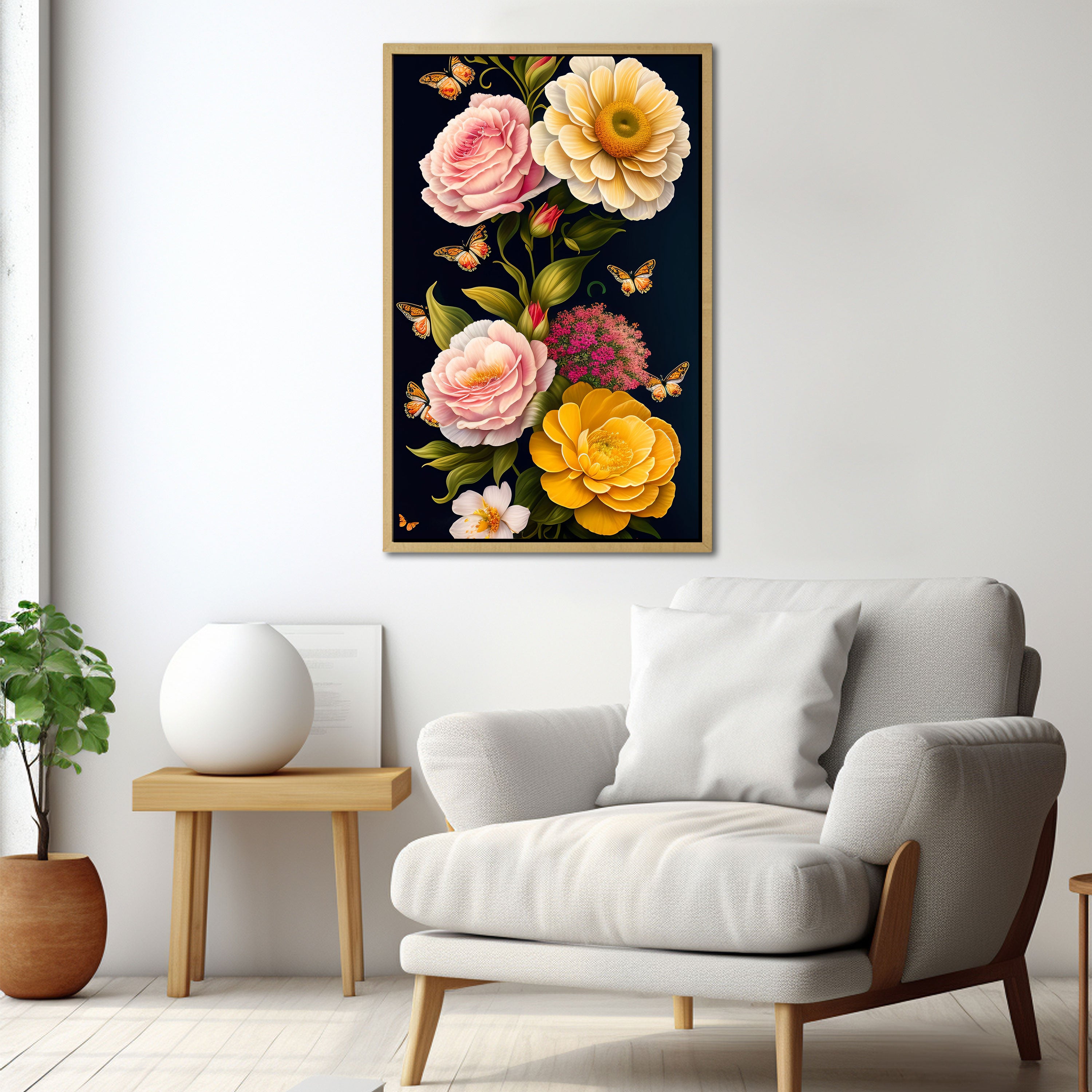 FlowerAbstract Canvas painting with frame Big Size Wall Art for living room,Bedroom,Drawing room,Hotels
