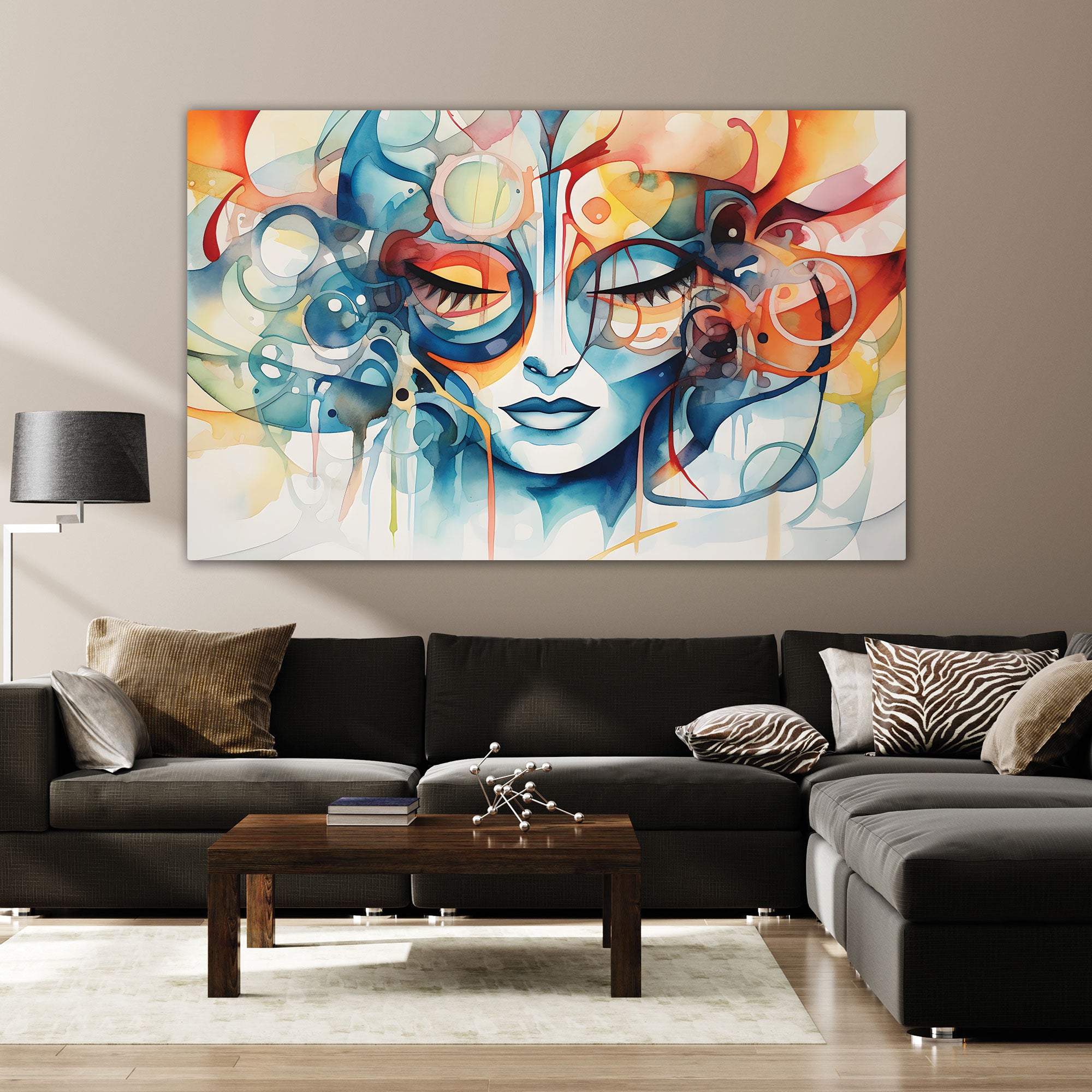 Multicolour face Canvas painting with frame Big Size Wall Art for living room,Bedroom,Drawing room,Hotels