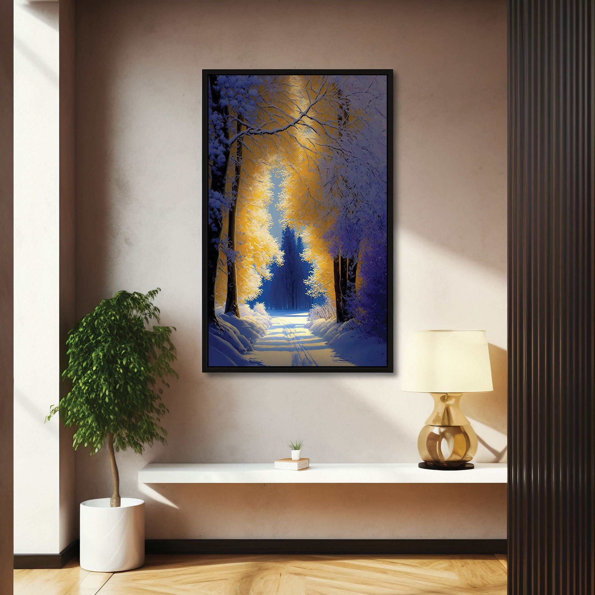 snow trees Canvas painting with frame Big Size Wall Art for living room,Bedroom,Drawing room,Hotels
