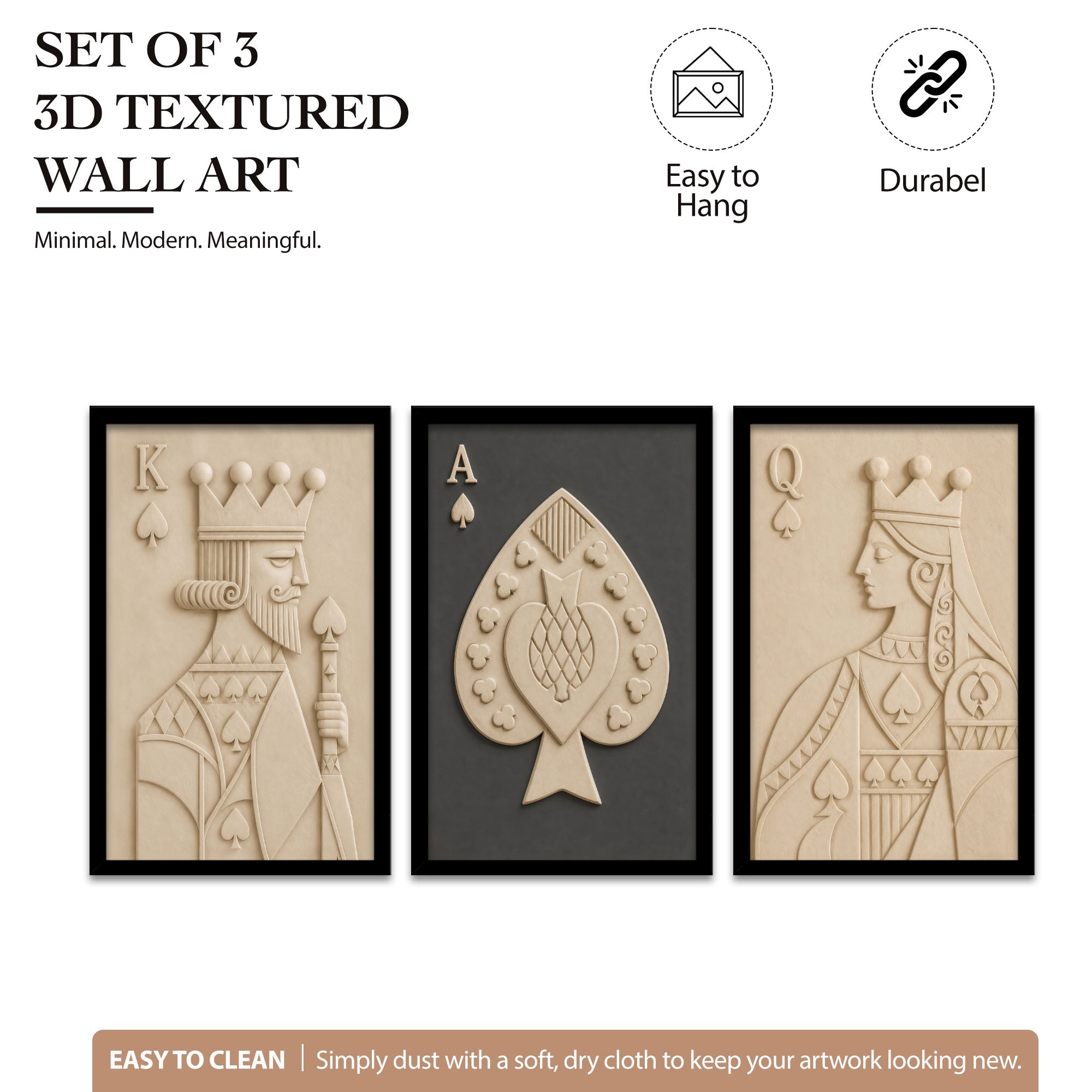 The Castle Decor 3-Piece Modern Minimalist 3D Relief Wall Art Set – Abstract Geometric Sculptural Framed Art, Neutral Terracotta & Cream Textured Bas-Relief Panels for Living Room, Staircase, Entryway (Copy)