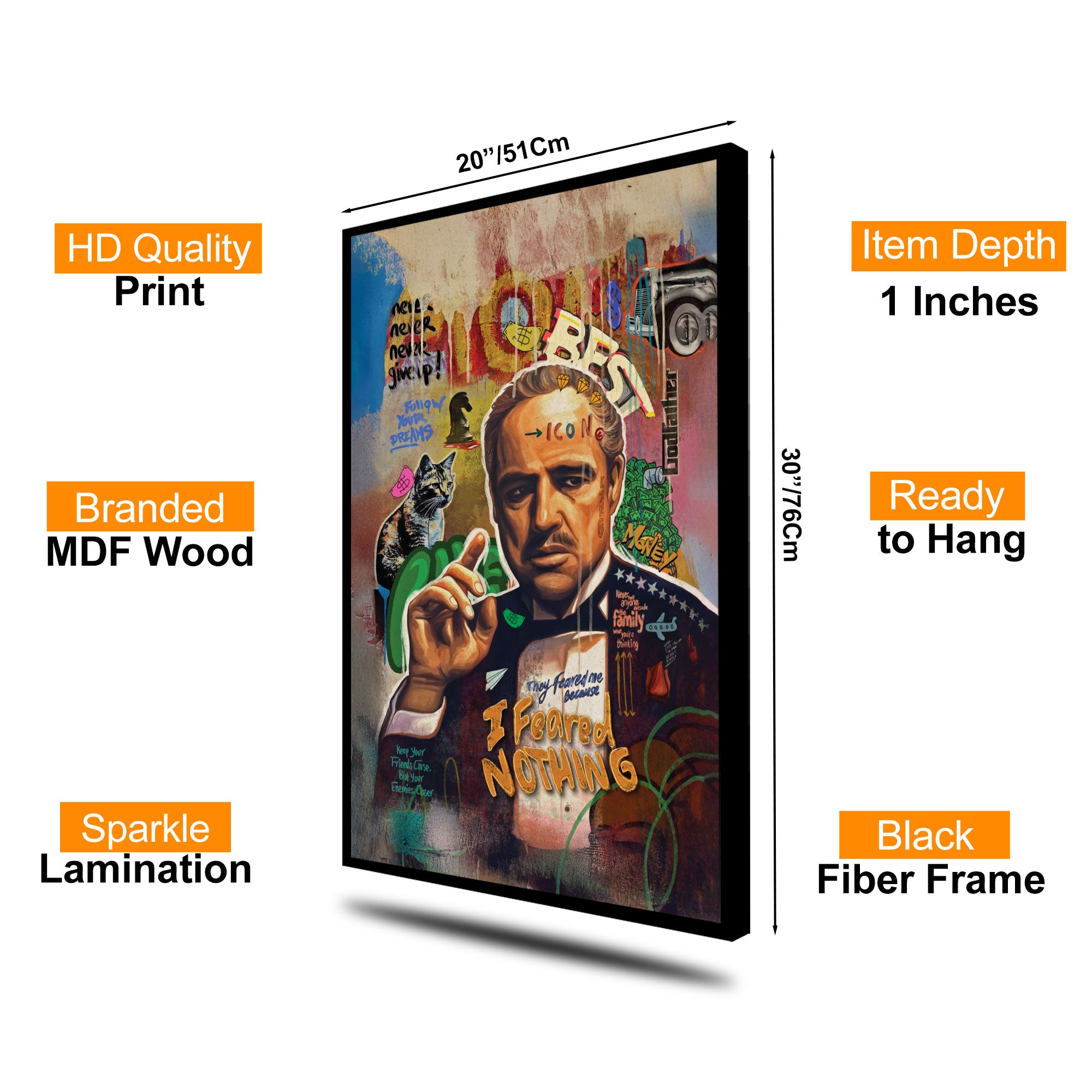 The Castle Decor Motivational Pop Culture Wall Art, Iconic Mafia Leader Inspired Artwork with Premium Sparkle Finish, 20×30 Inch Wall Décor for Office & Man Cave