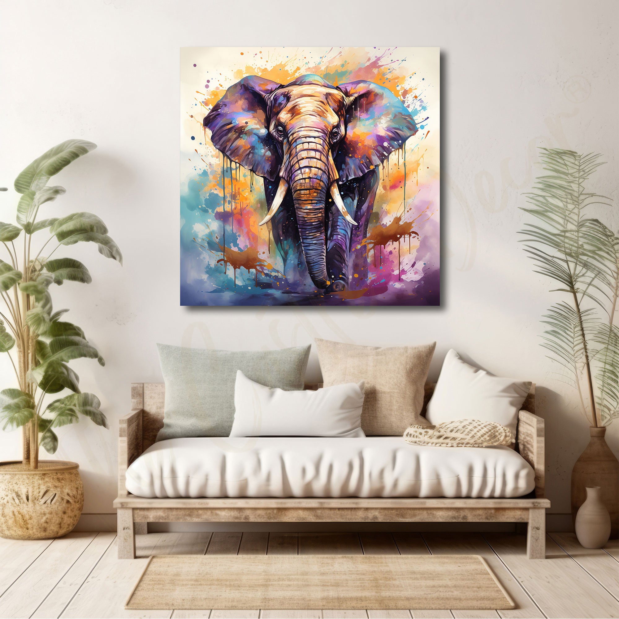 Elephant painting with frame Big Size Wall Art for living room,Bedroom,Drawing room,Hotels