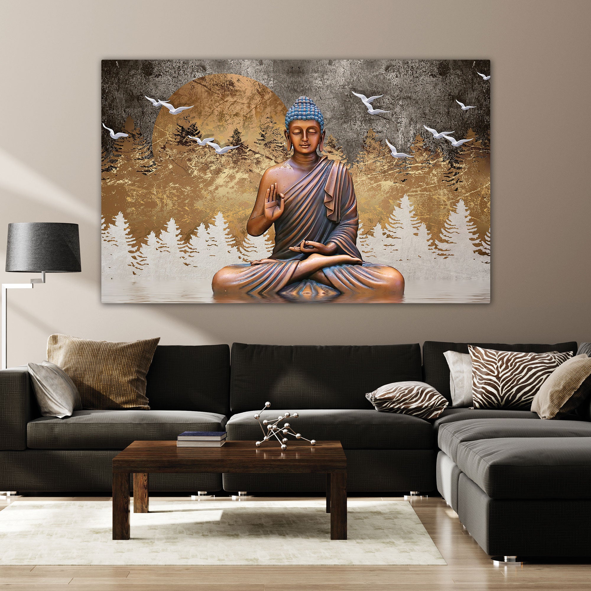 Modern budha art Canvas painting with frame Big Size Wall Art for living room,Bedroom,Drawing room,Hotels