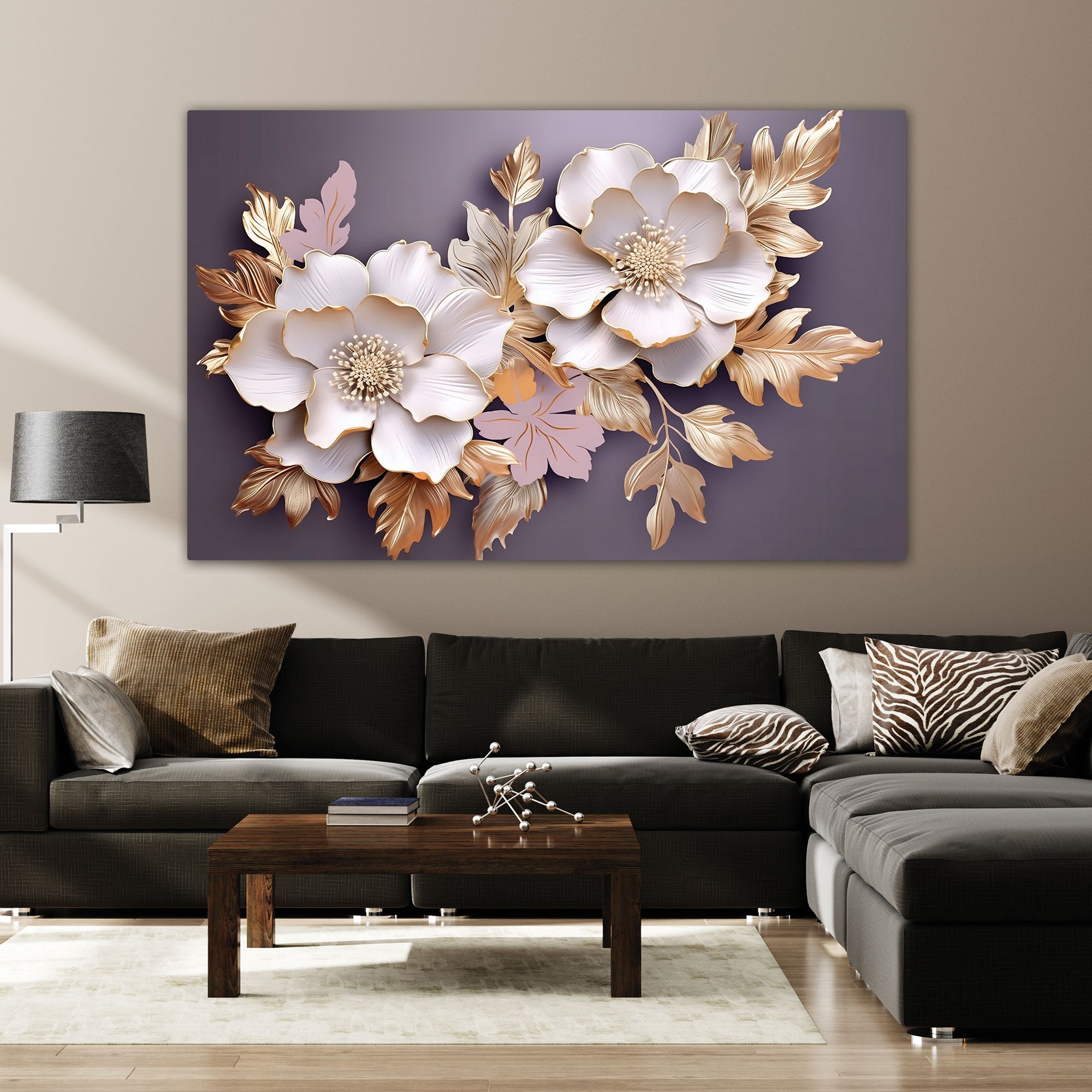 Flowers Canvas painting with frame Big Size Wall Art for living room,Bedroom,Drawing room,Hotels