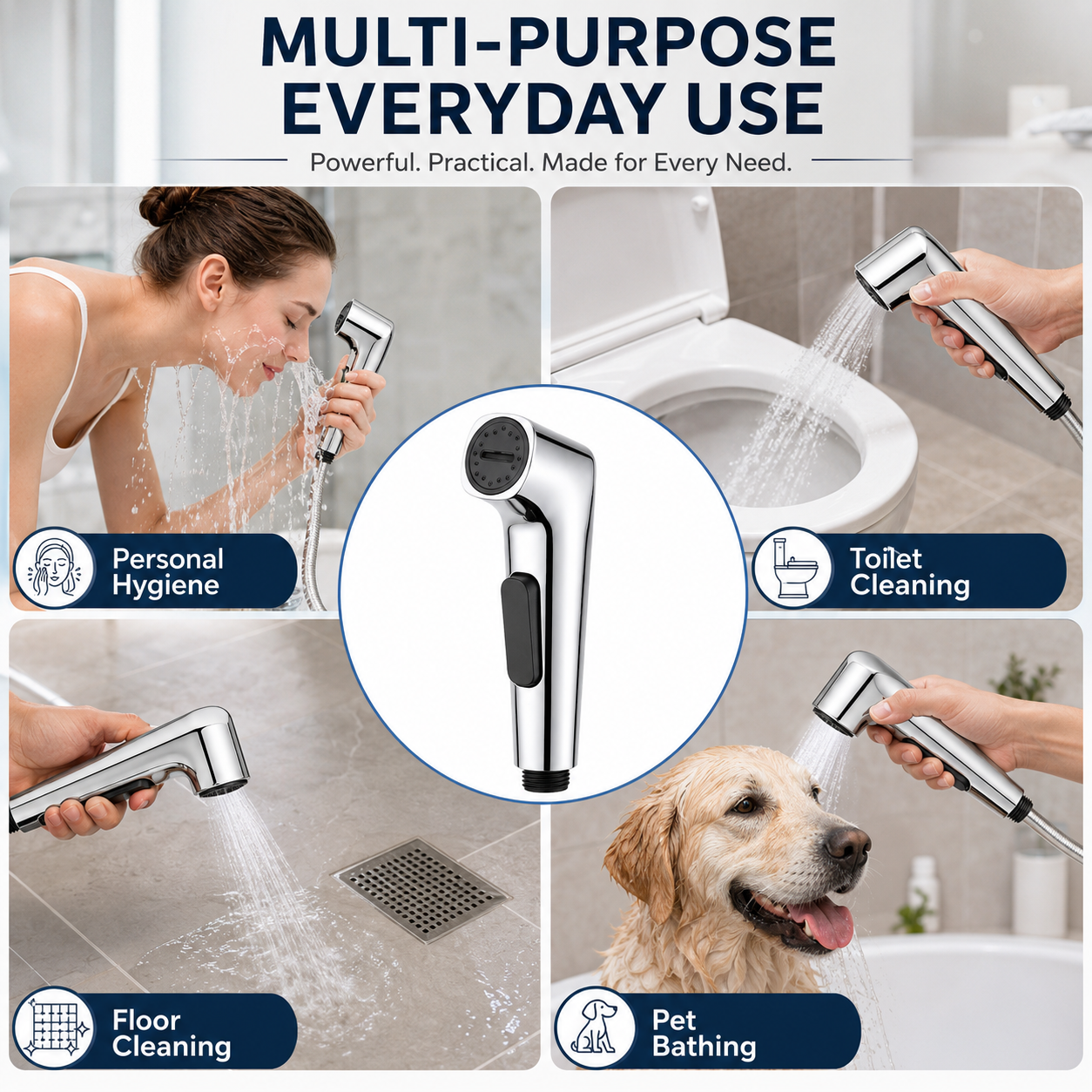 The Castle Decor Health Faucet Spray Gun | ABS Hand Bidet Sprayer with Chrome Finish & G1/2 Inch Connection