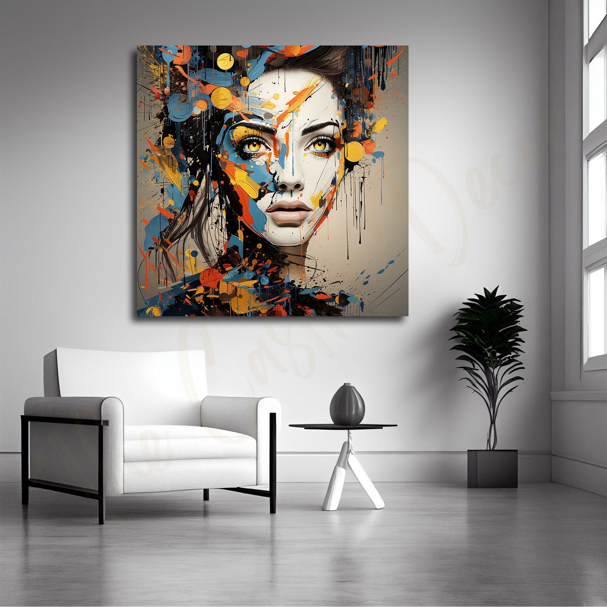 FaceAbstract painting with frame Big Size Wall Art for living room,Bedroom,Drawing room,Hotels
