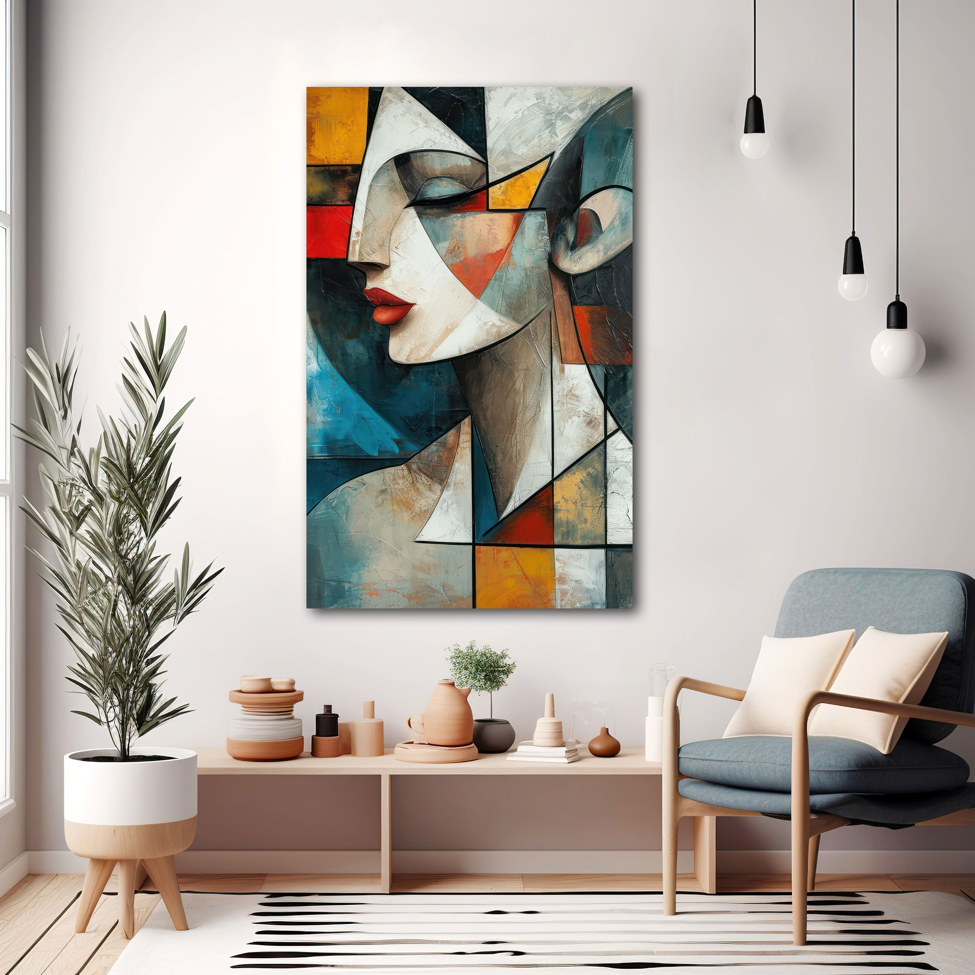 Women faceAbstract Canvas painting with frame Big Size Wall Art for living room,Bedroom,Drawing room,Hotels