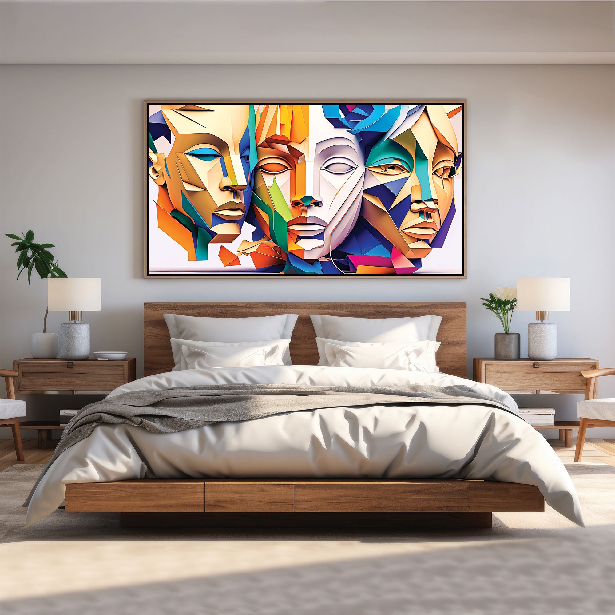 Modern faceAbstract Canvas painting with frame Big Size Wall Art for living room,Bedroom,Drawing room,Hotels