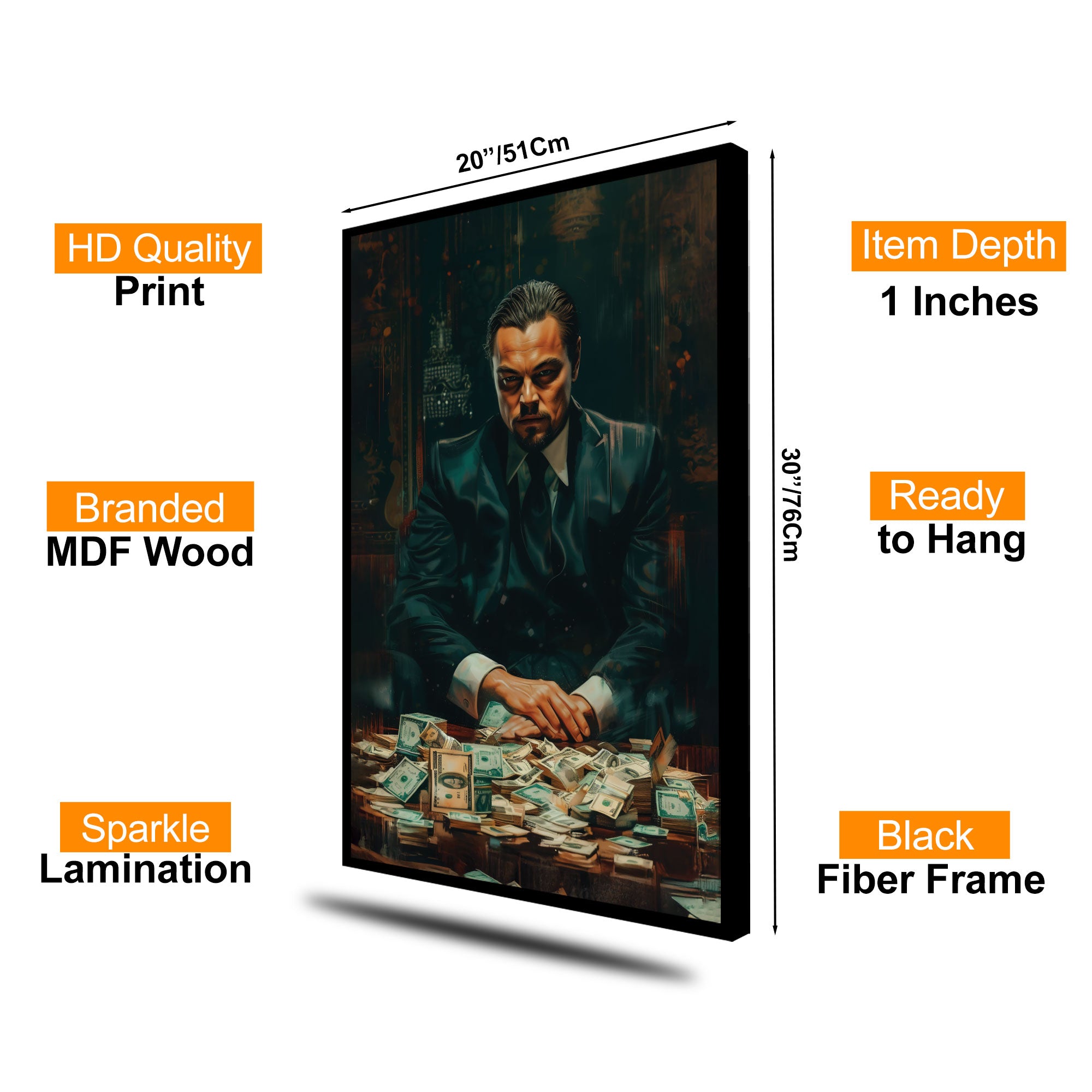 The Castle Decor Wolf of Wall Street Inspired Poster – Motivational Finance Movie Style Wall Art, Sparkle Finish, 20×30 Inch for Office, Home & Business Décor