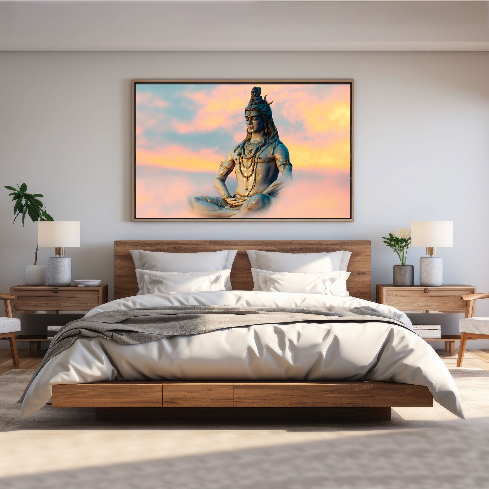 Lord shiva Canvas painting with frame Big Size Wall Art for living room,Bedroom,Drawing room,Hotels