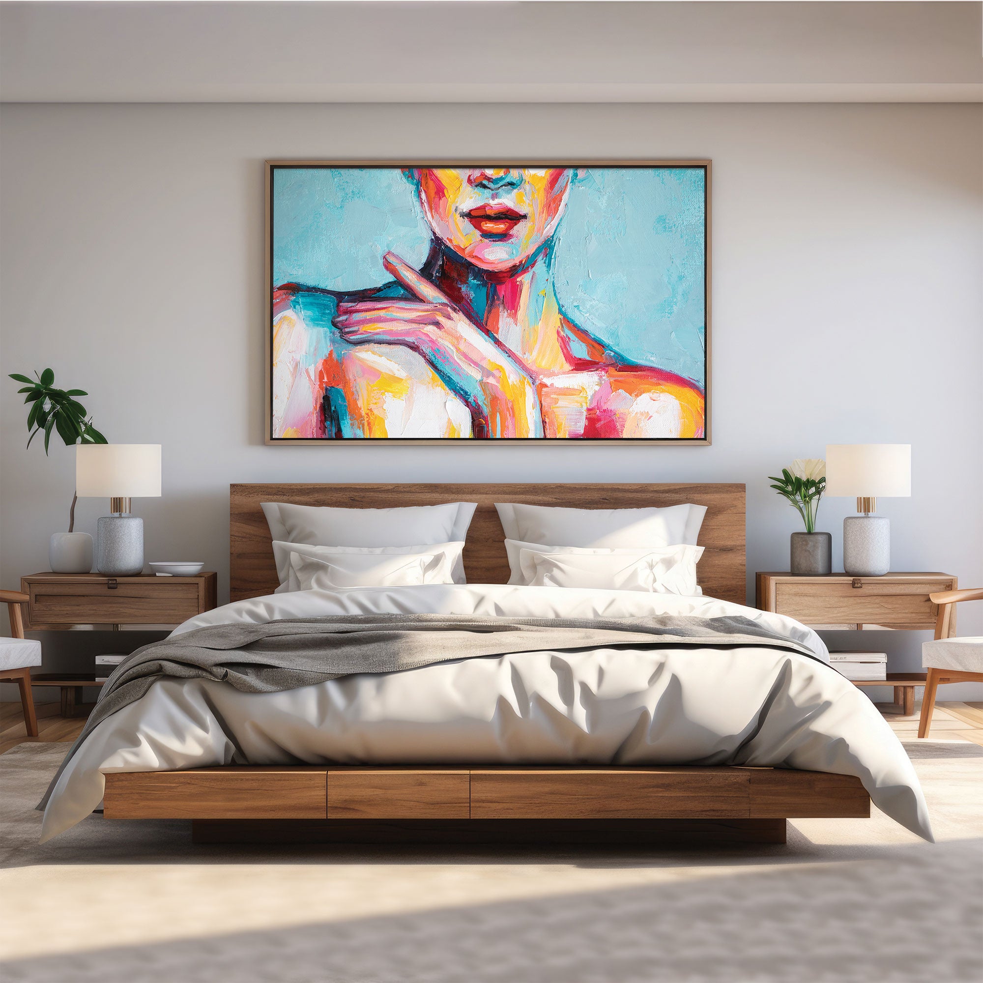 Women faceAbstract Canvas painting with frame Big Size Wall Art for living room,Bedroom,Drawing room,Hotels