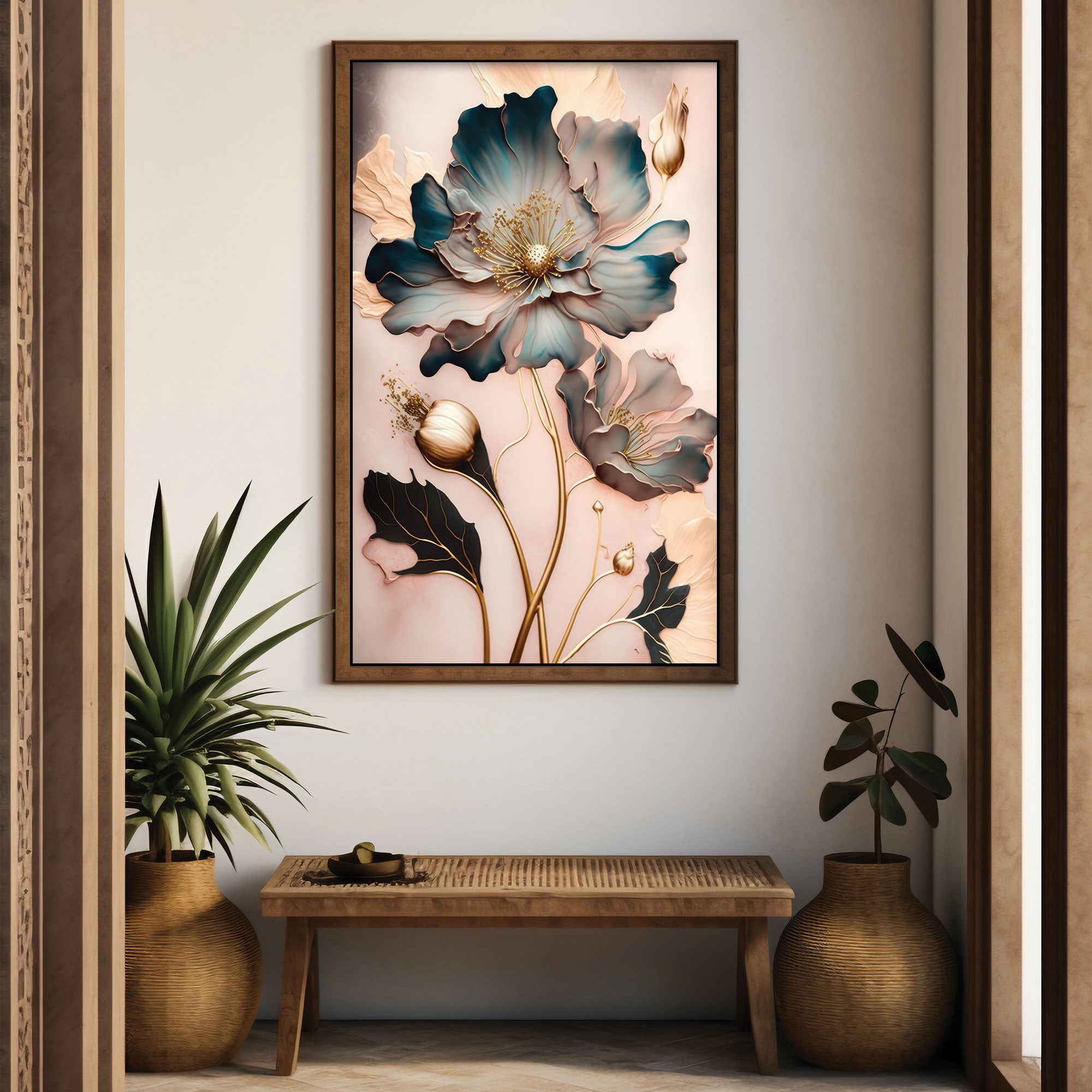 FlowerAbstract colour Canvas painting with frame Big Size Wall Art for living room,Bedroom,Drawing room,Hotels