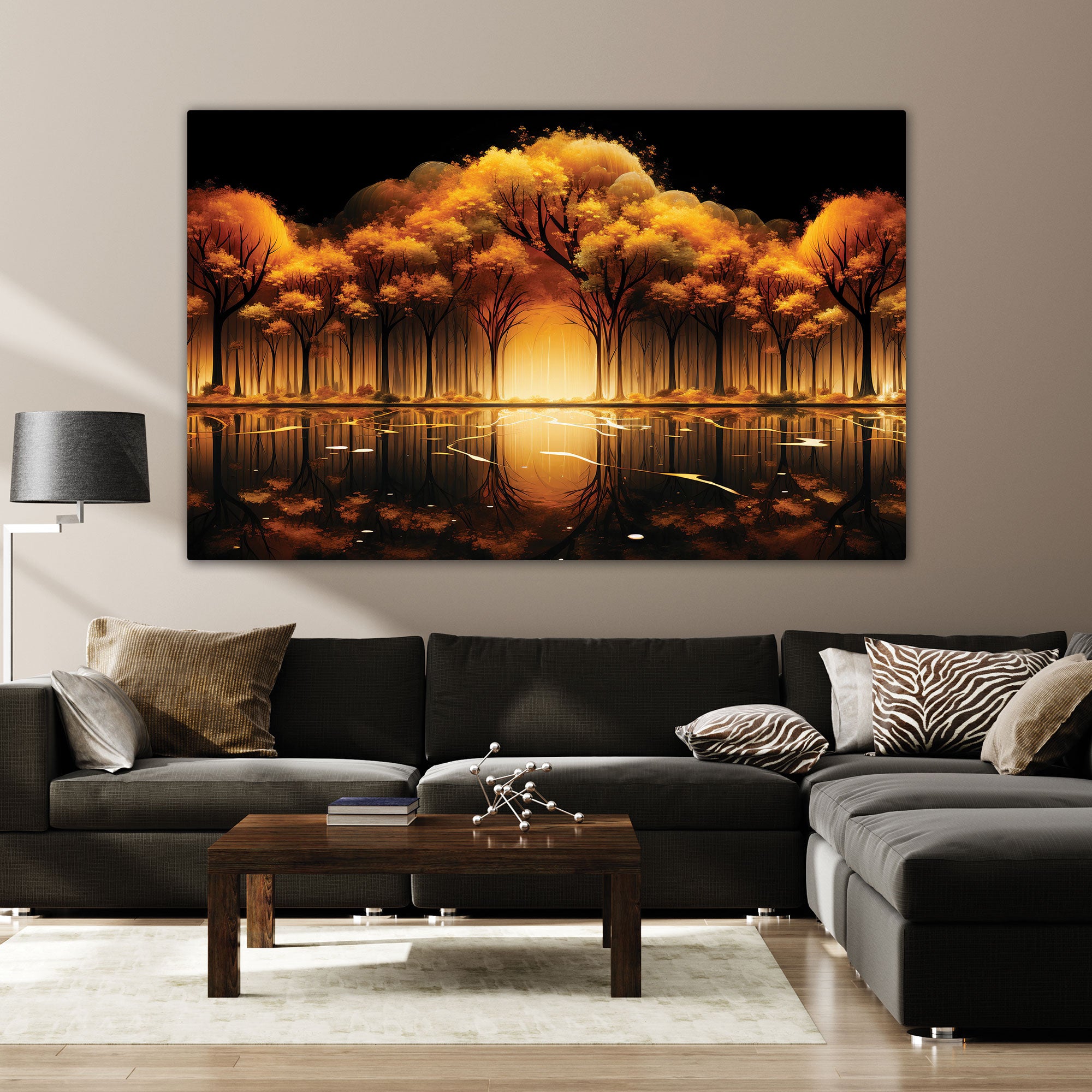 Golden trees Canvas painting with frame Big Size Wall Art for living room,Bedroom,Drawing room,Hotels