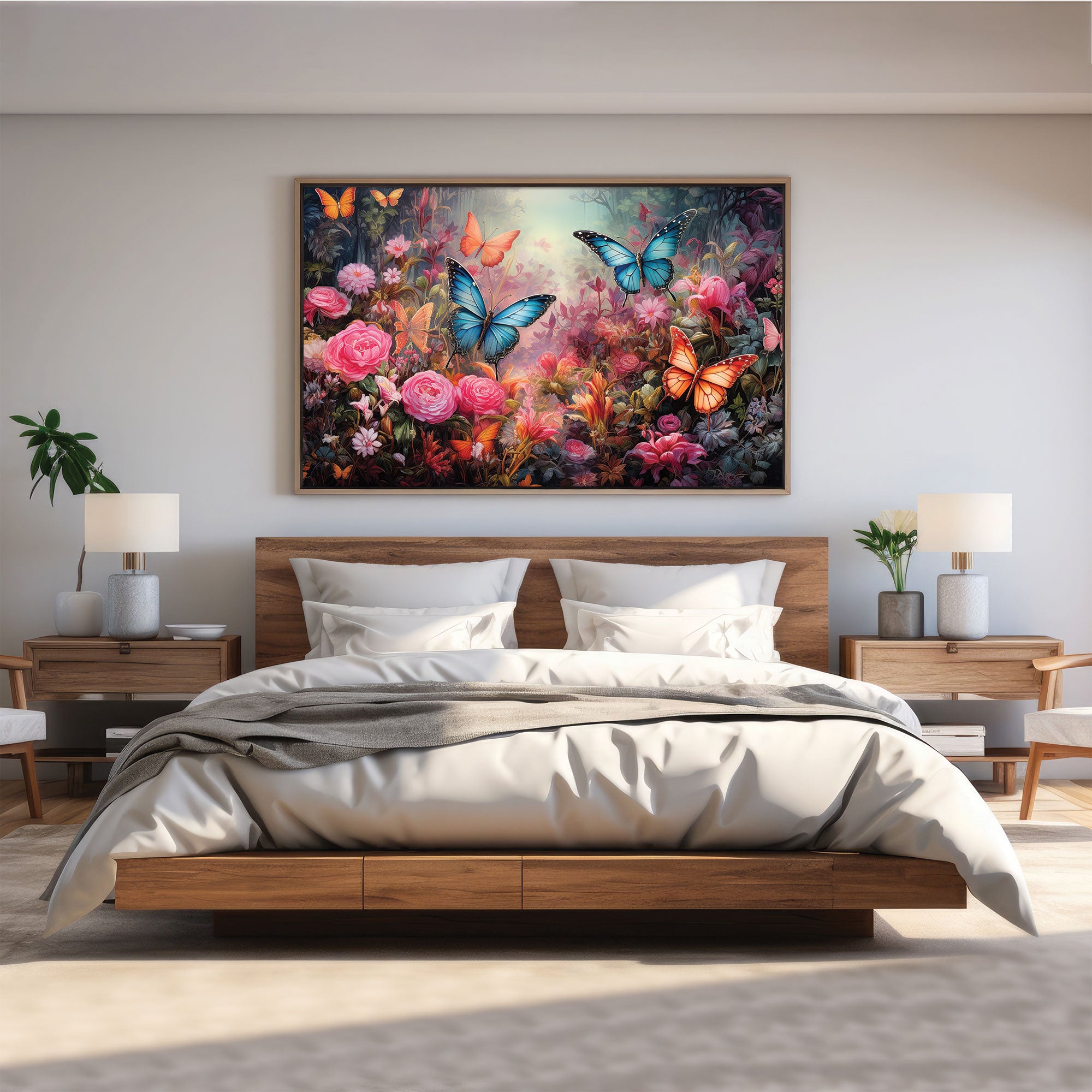 Buttrflies Abstract Canvas painting with frame Big Size Wall Art for living room,Bedroom,Drawing room,Hotels