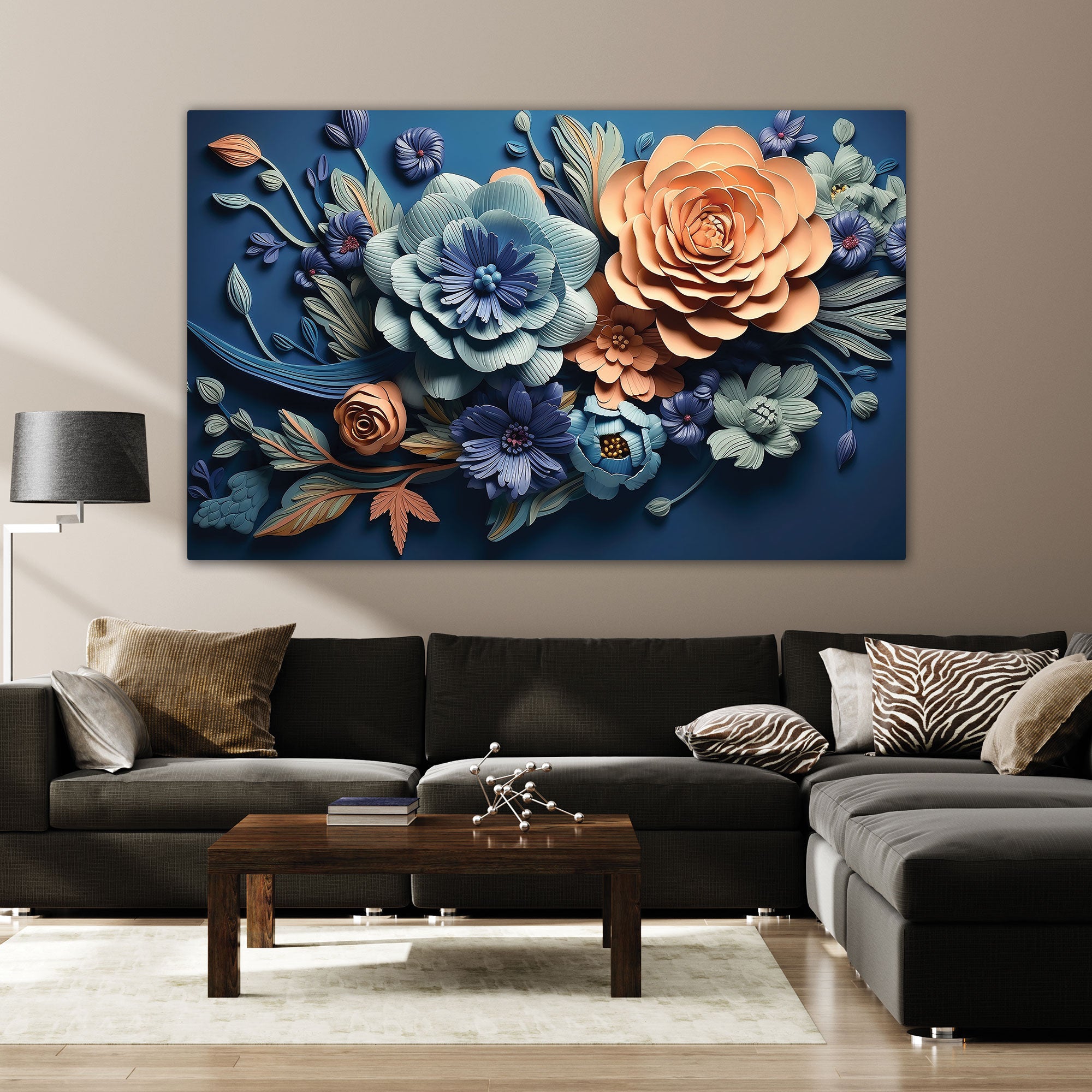 Modern flowers Canvas painting with frame Big Size Wall Art for living room,Bedroom,Drawing room,Hotels