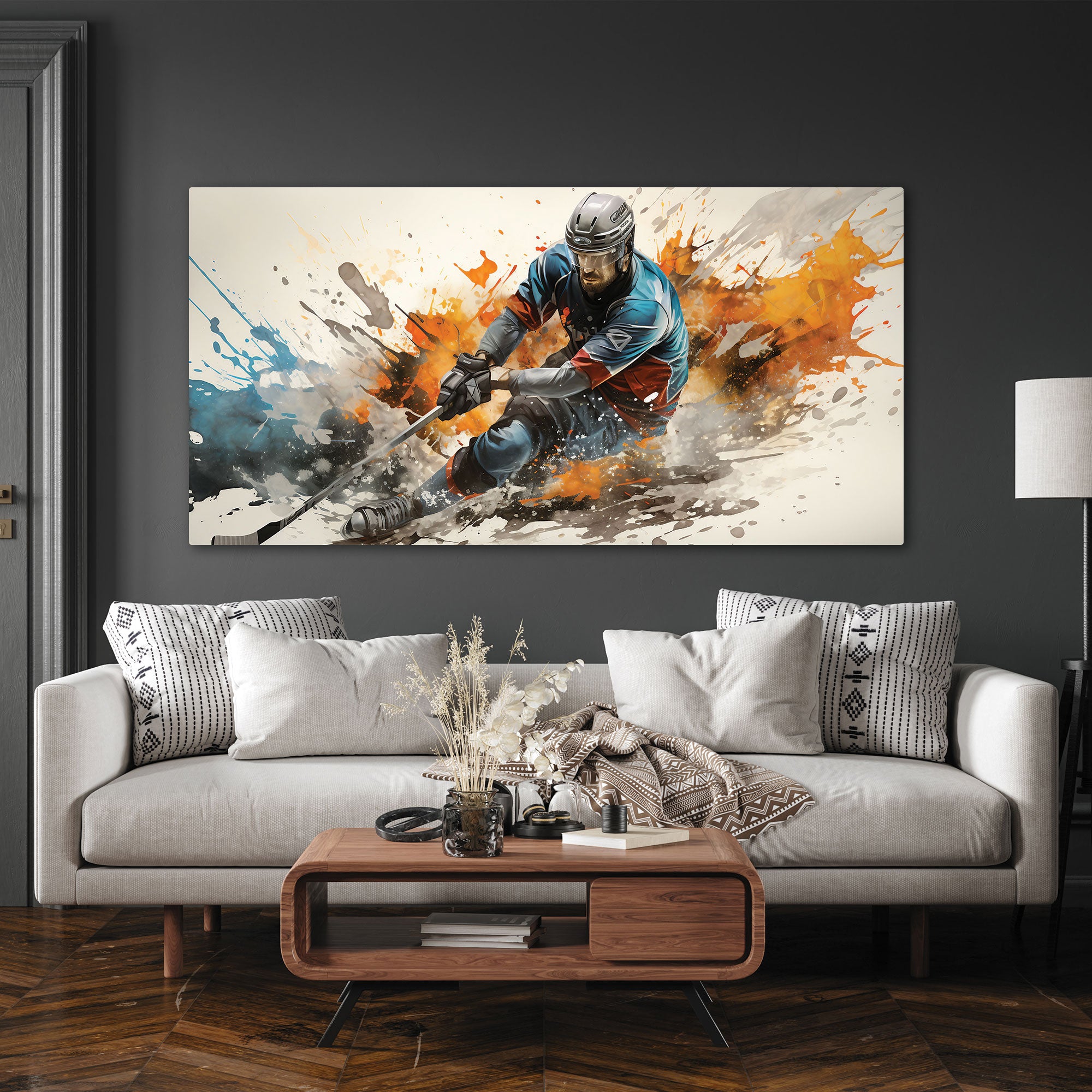 Ppanoramic hockeyAbstract Canvas painting Big Size Wall Art for living room,Bedroom,Drawing room,Hotels