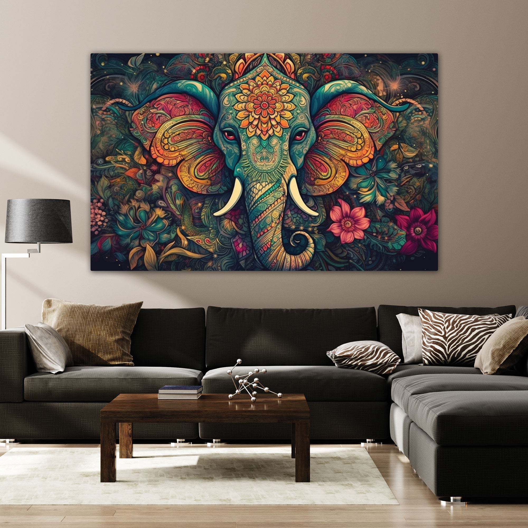 Ganesh ji Canvas painting with frame Big Size Wall Art for living room,Bedroom,Drawing room,Hotels