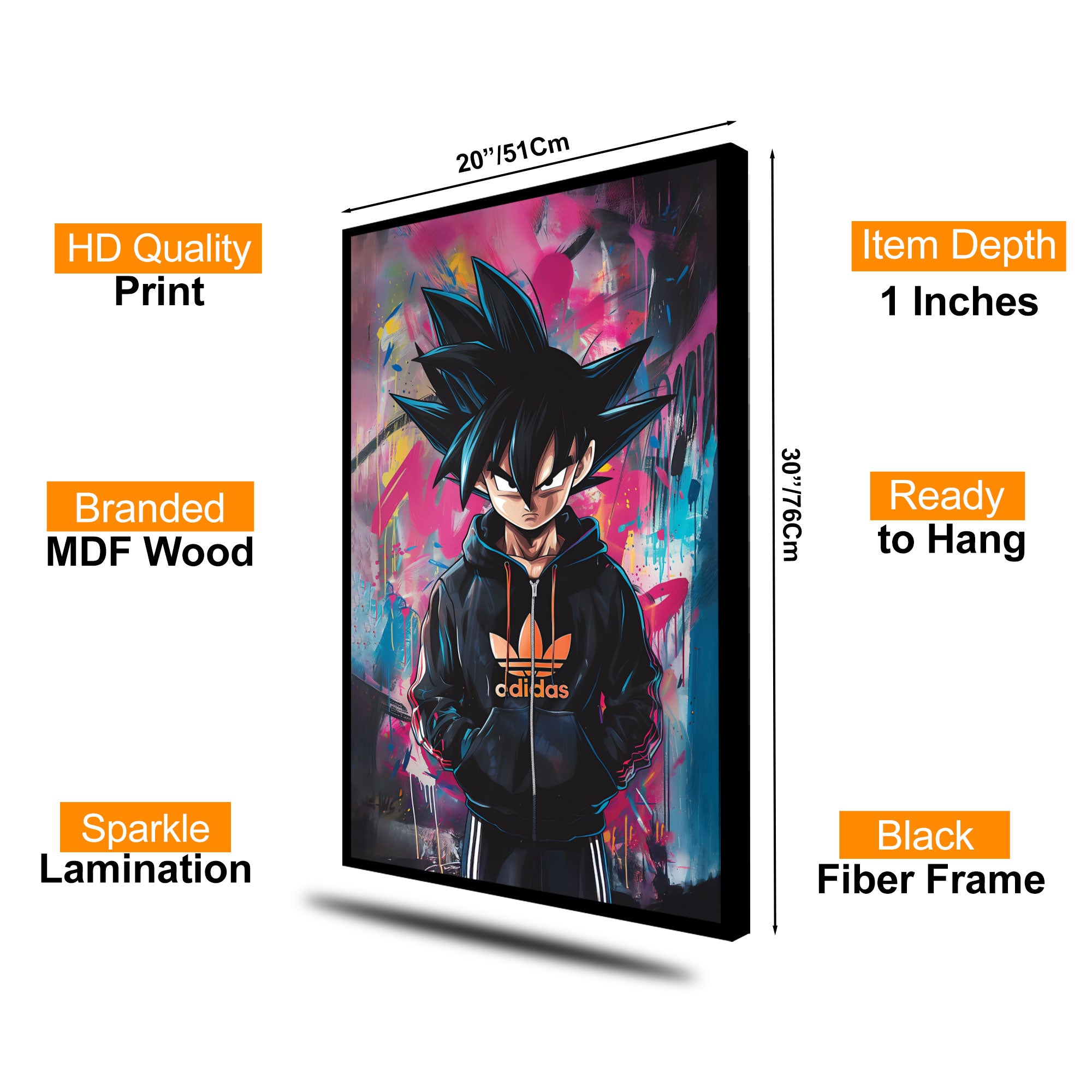 The Castle Decor Anime Street Art Wall Poster – Hoodie Warrior Graffiti Artwork, Premium Sparkle Finish Wall Décor, 20×30 Inch for Bedroom & Gaming Room