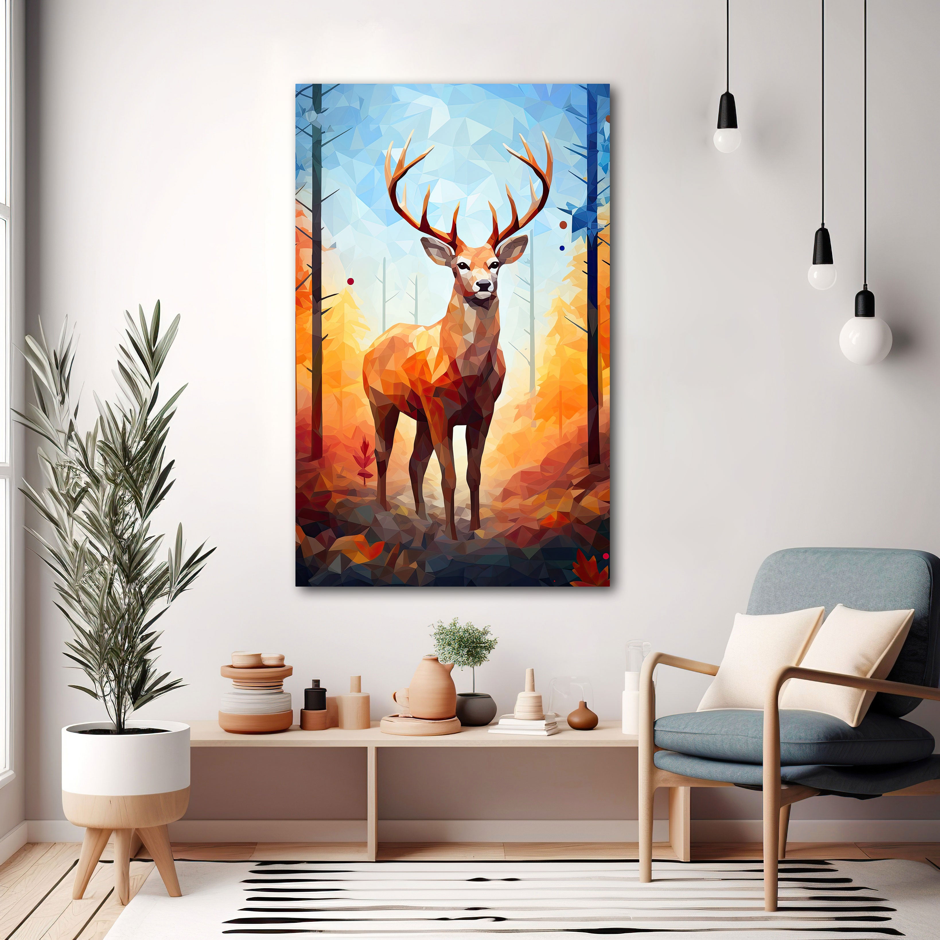 DeerAbstract Canvas painting with frame Big Size Wall Art for living room,Bedroom,Drawing room,Hotels