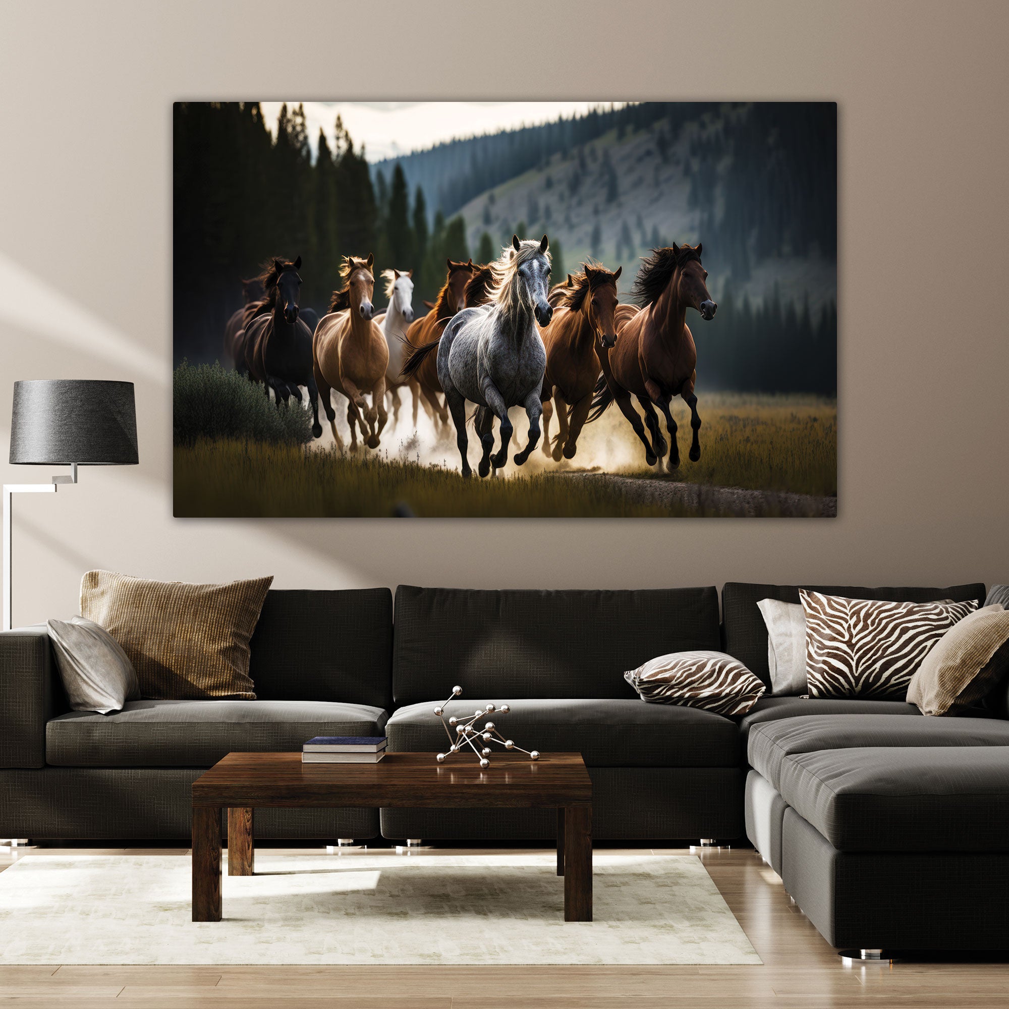 Vaastu running horses Canvas painting Big Size Wall Art for living room,Bedroom,Drawing room,Hotels