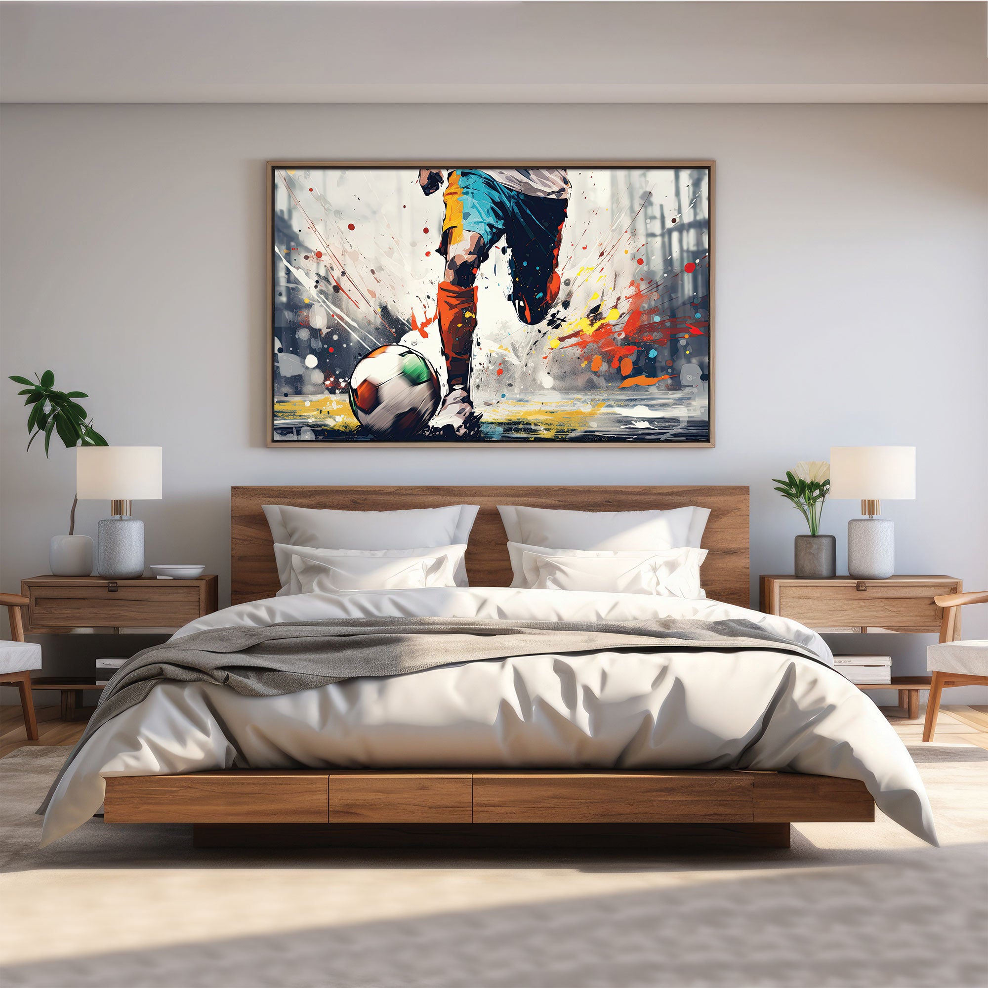 Football Canvas painting with frame Big Size Wall Art for living room,Bedroom,Drawing room,Hotels