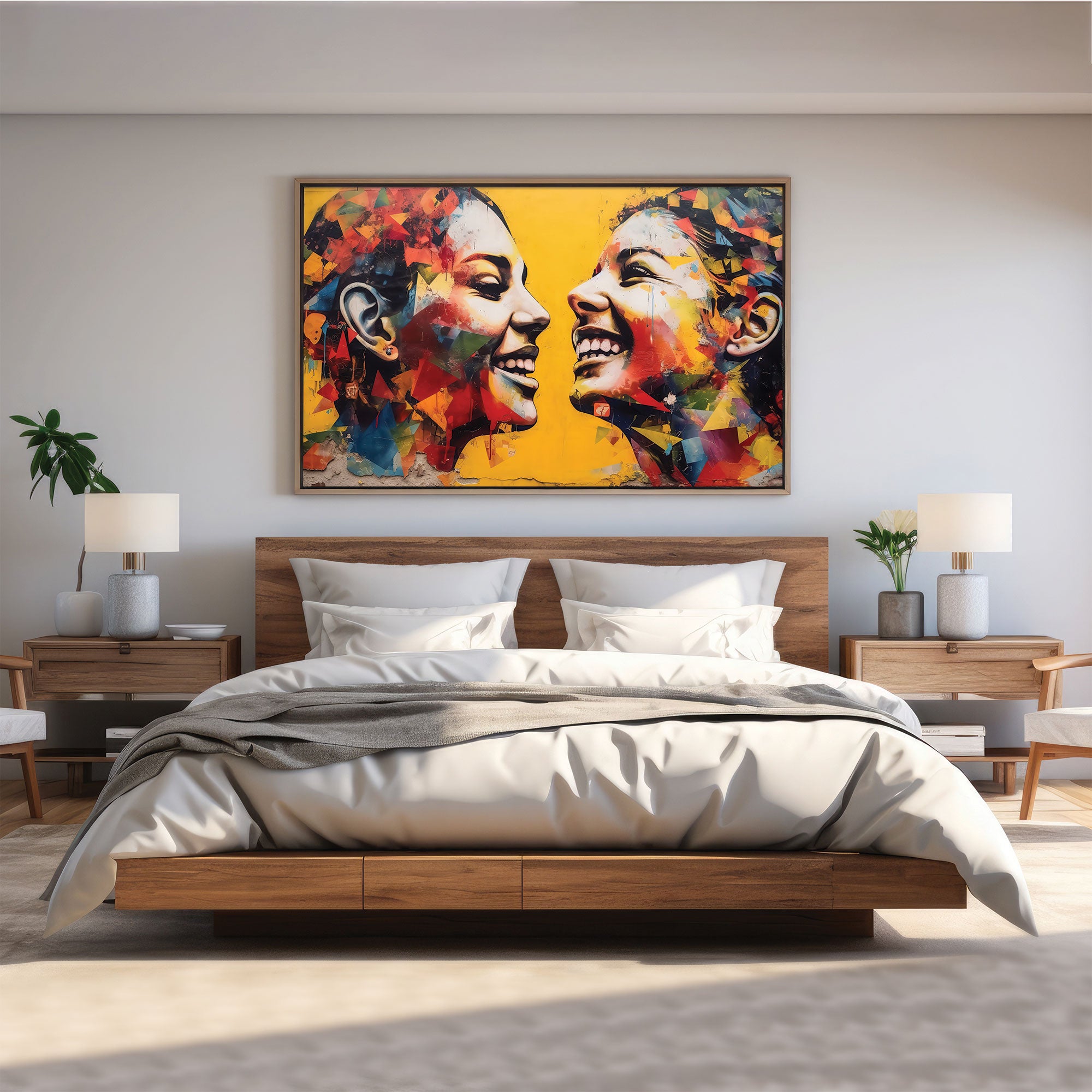 Multi WomenAbstract Canvas painting with frame Big Size Wall Art for living room,Bedroom,Drawing room,Hotels