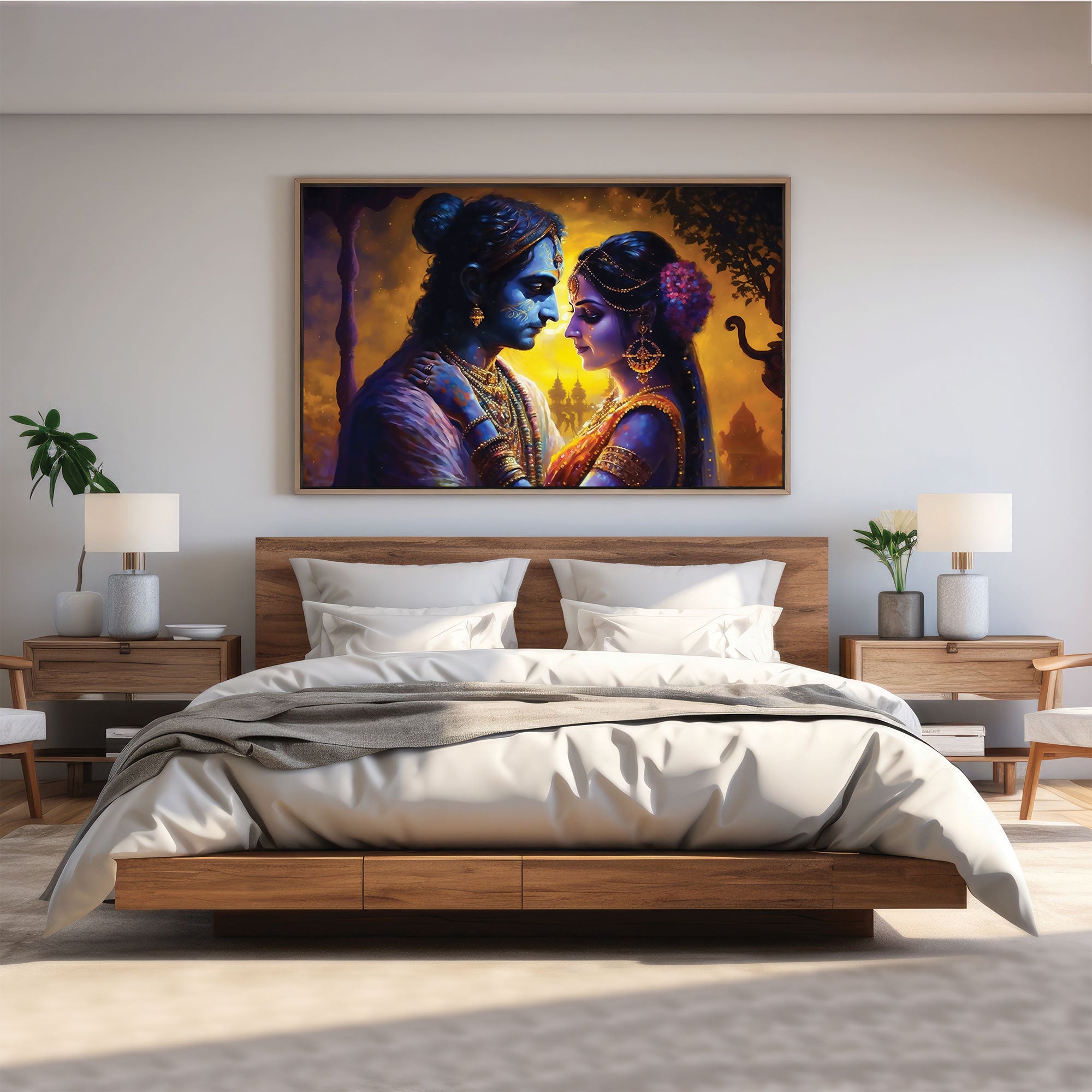 Radha krishan ji Canvas painting with frame Big Size Wall Art for living room,Bedroom,Drawing room,Hotels