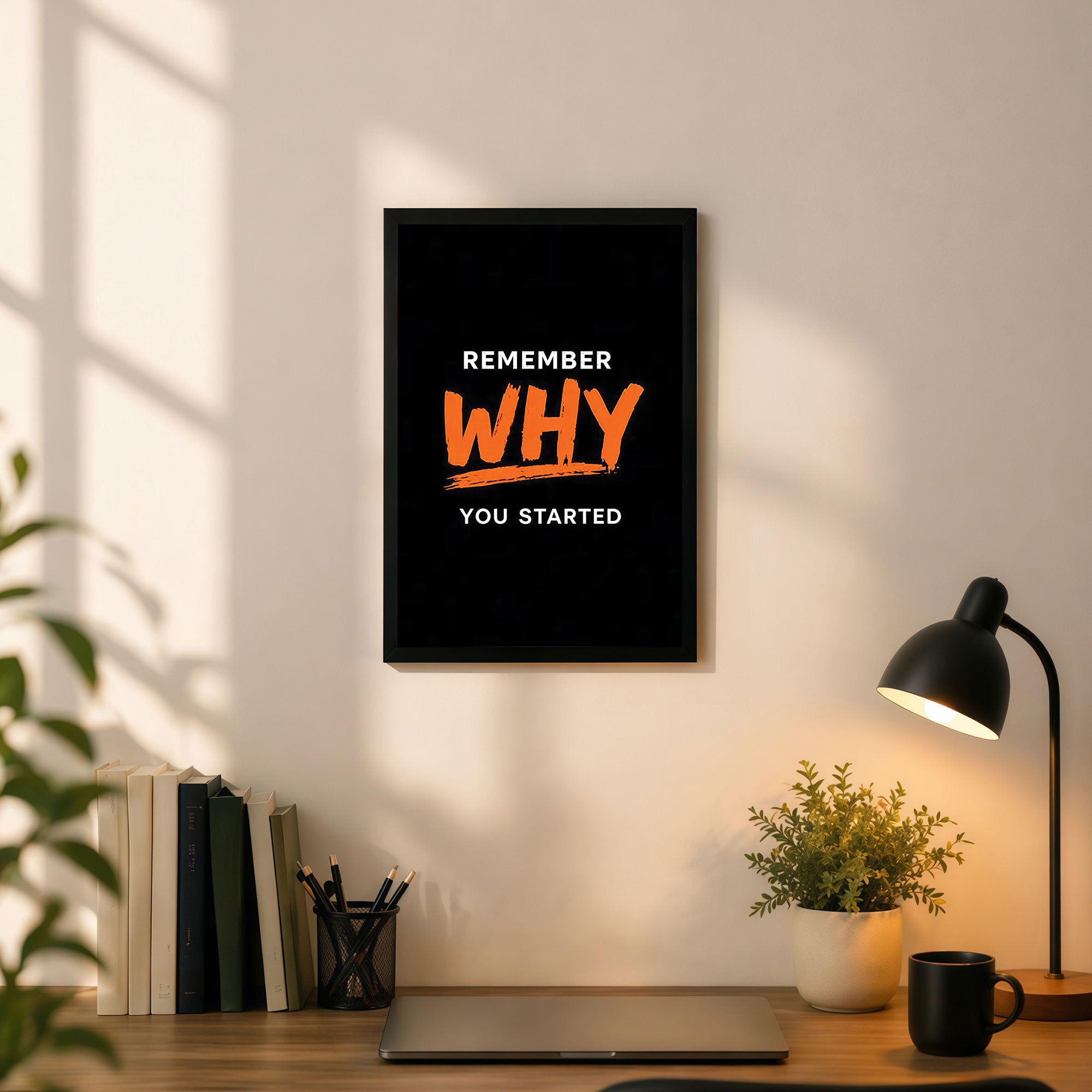The Castle Decor Remember Why You Started Motivational Wall Art Frame | Inspirational Quote Decor for Office Gym & Study Room