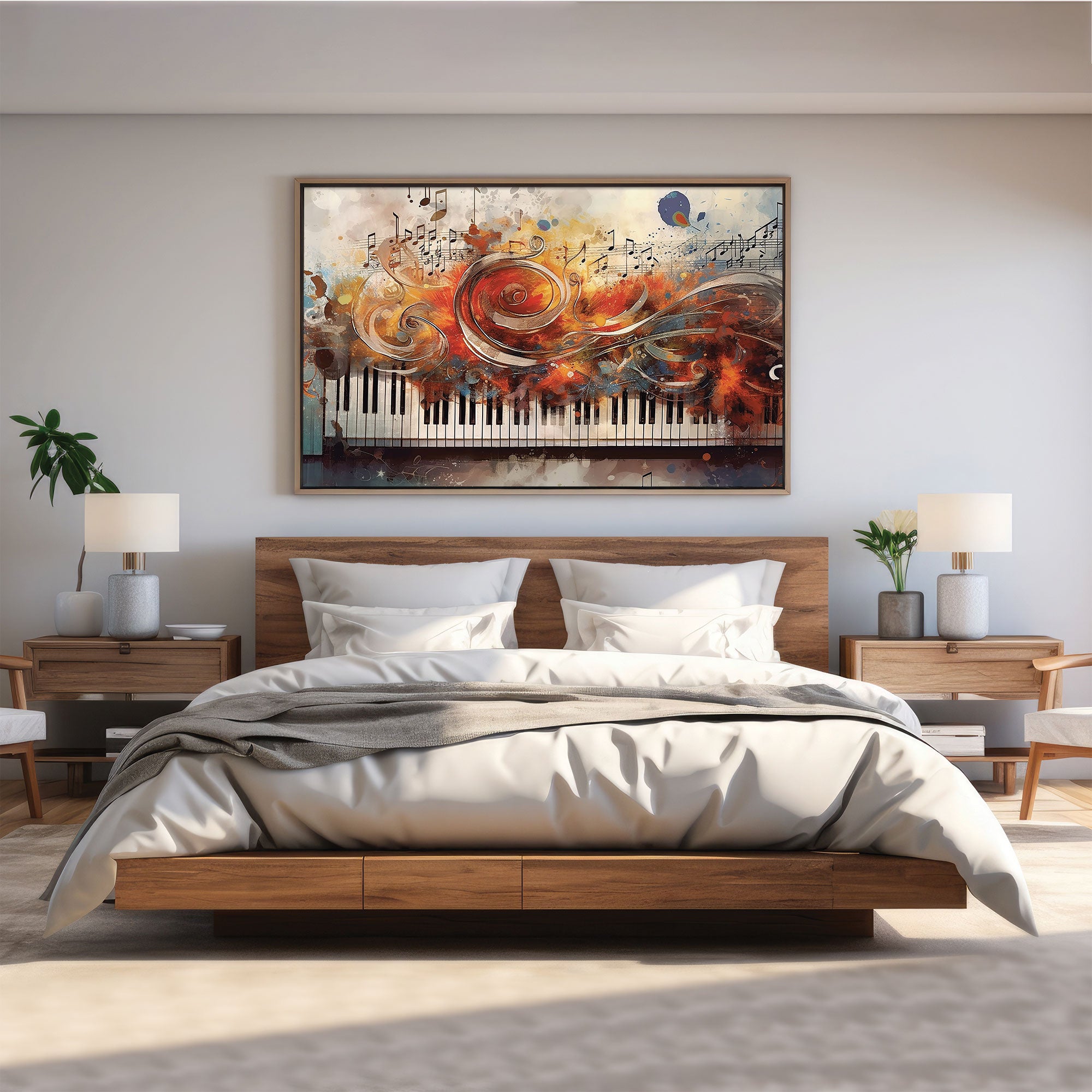 Pianno music Canvas painting with frame Big Size Wall Art for living room,Bedroom,Drawing room,Hotels