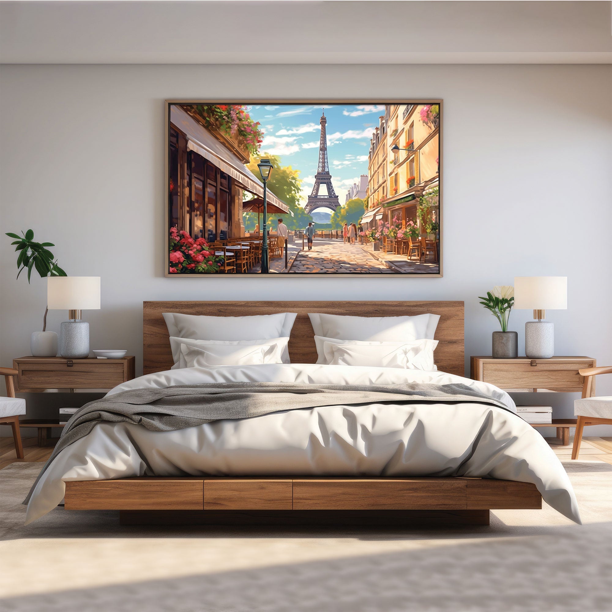 The Castle Decor cafe paris canvas/Sparkle painting Big Size Wall Art for living room,Bedroom,Drawing room,Hotels-Wooden Framed-Digital Painting